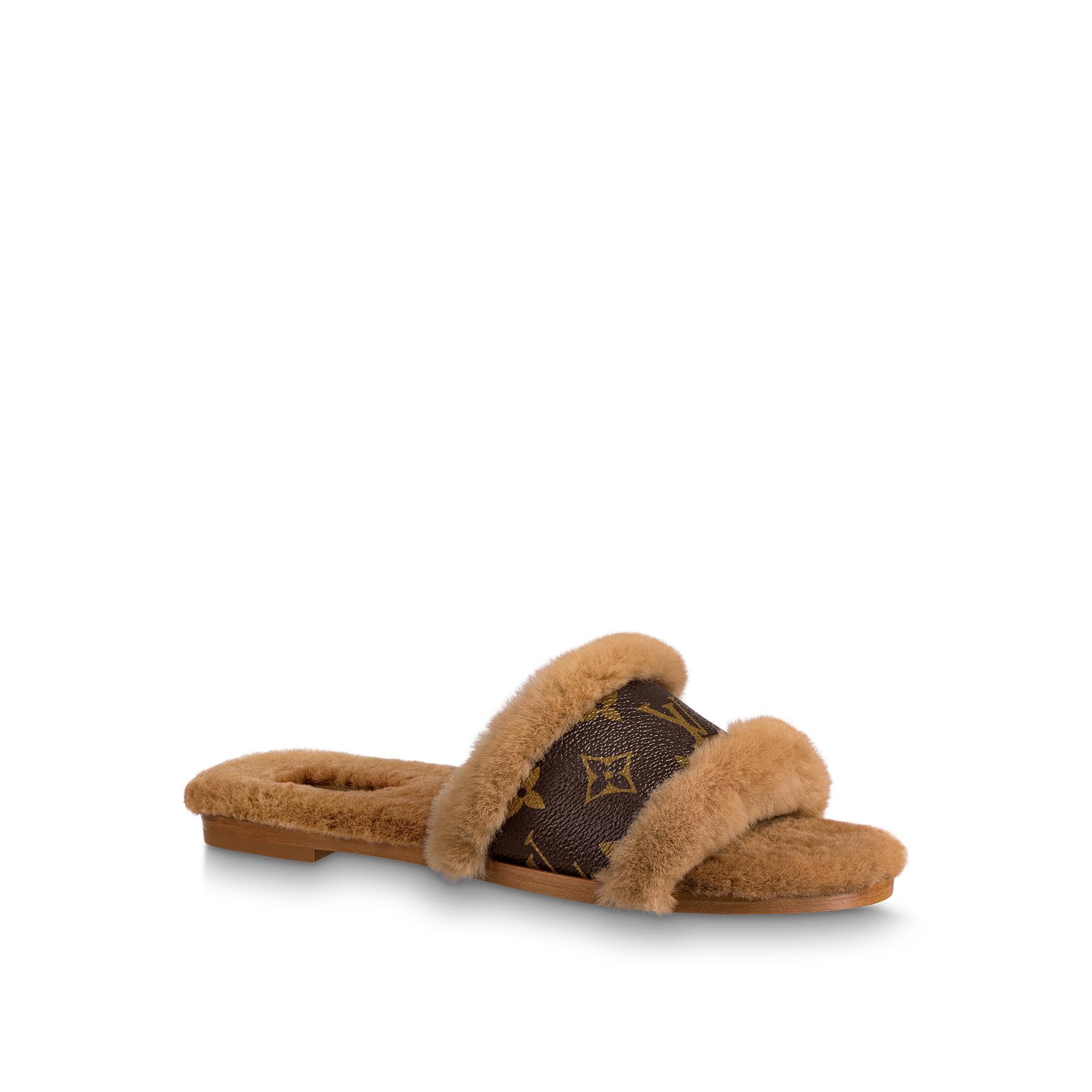 flat mule slides with fur