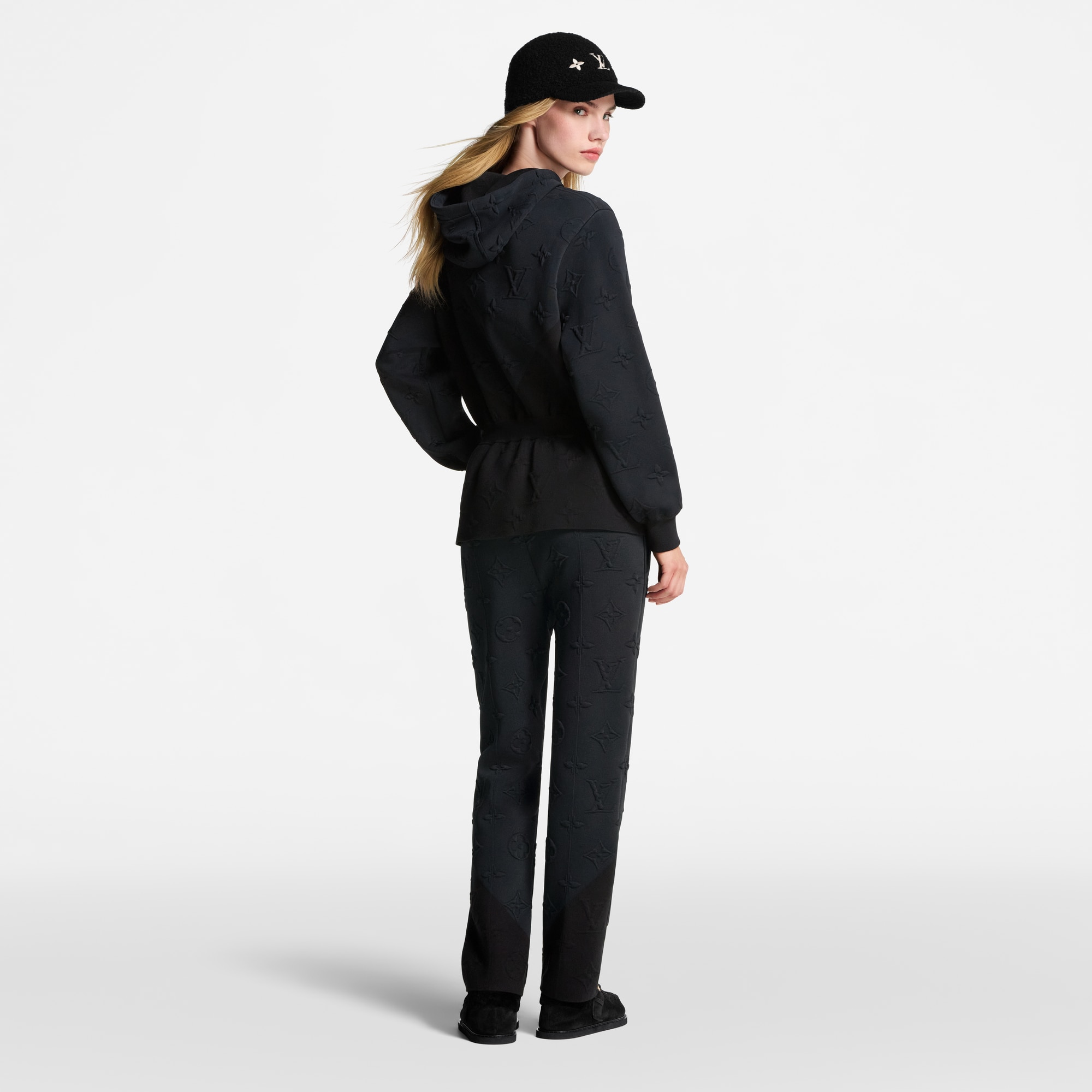 立體 Monogram 圖案褶襉連帽上衣  in 女士