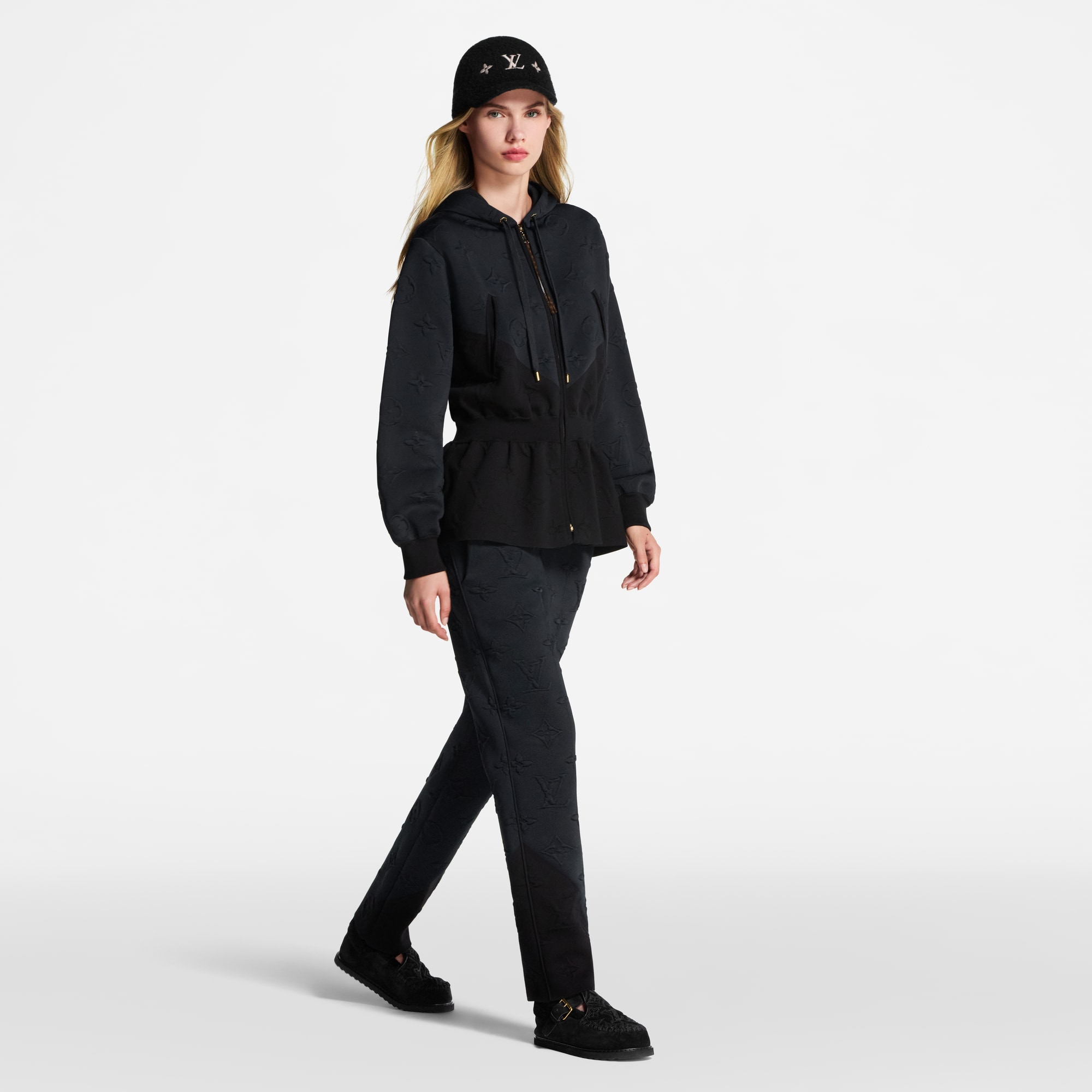 立體 Monogram 圖案褶襉連帽上衣  in 女士