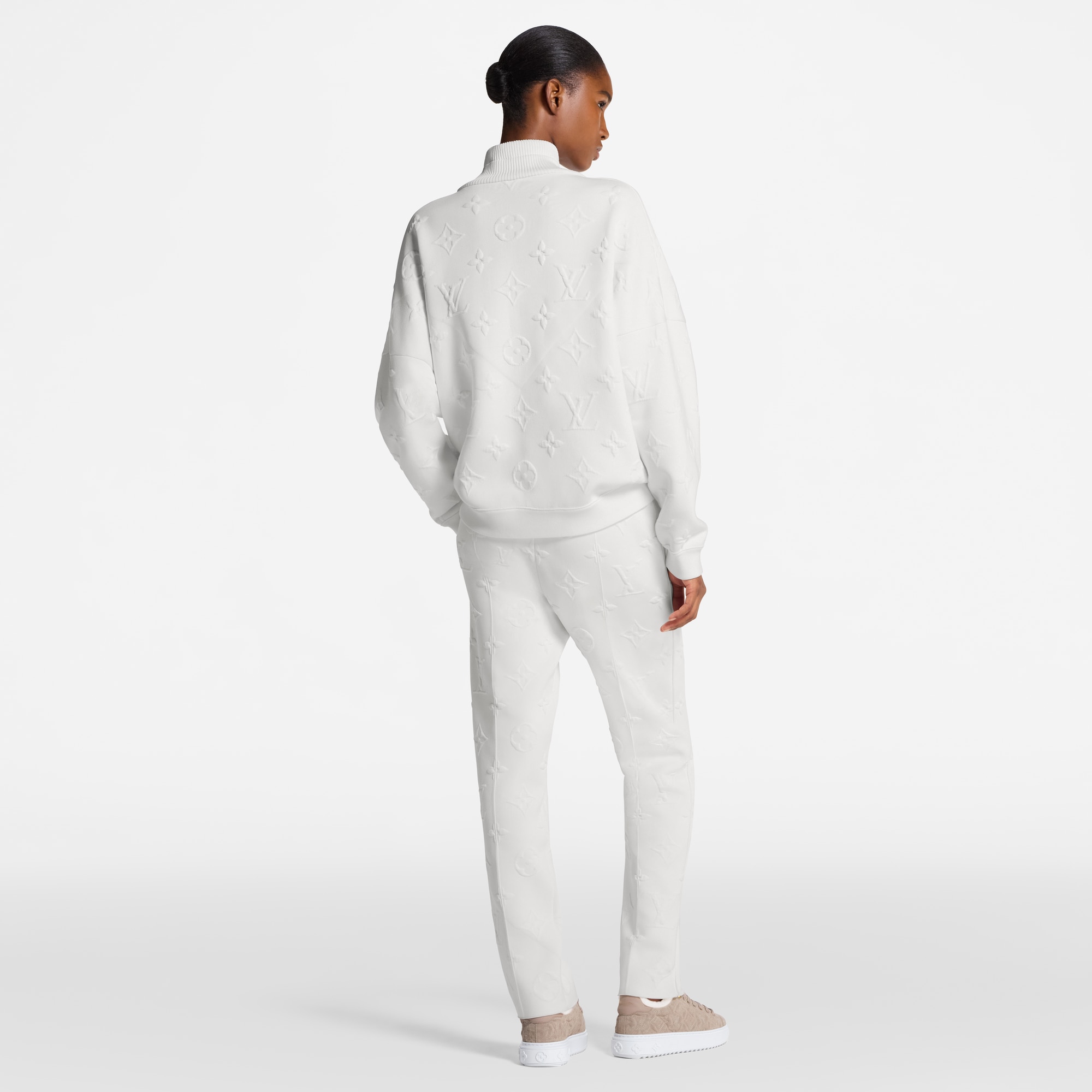 3D Monogram Ribbed Neck Sweater  in Women