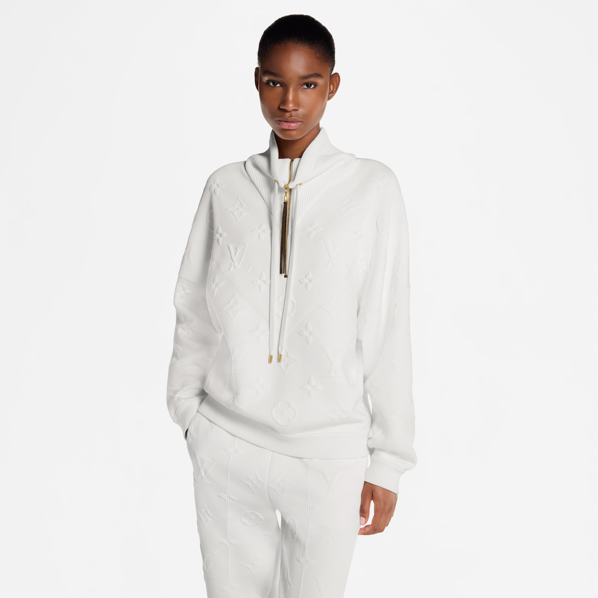 3D Monogram Ribbed Neck Sweater  in Women