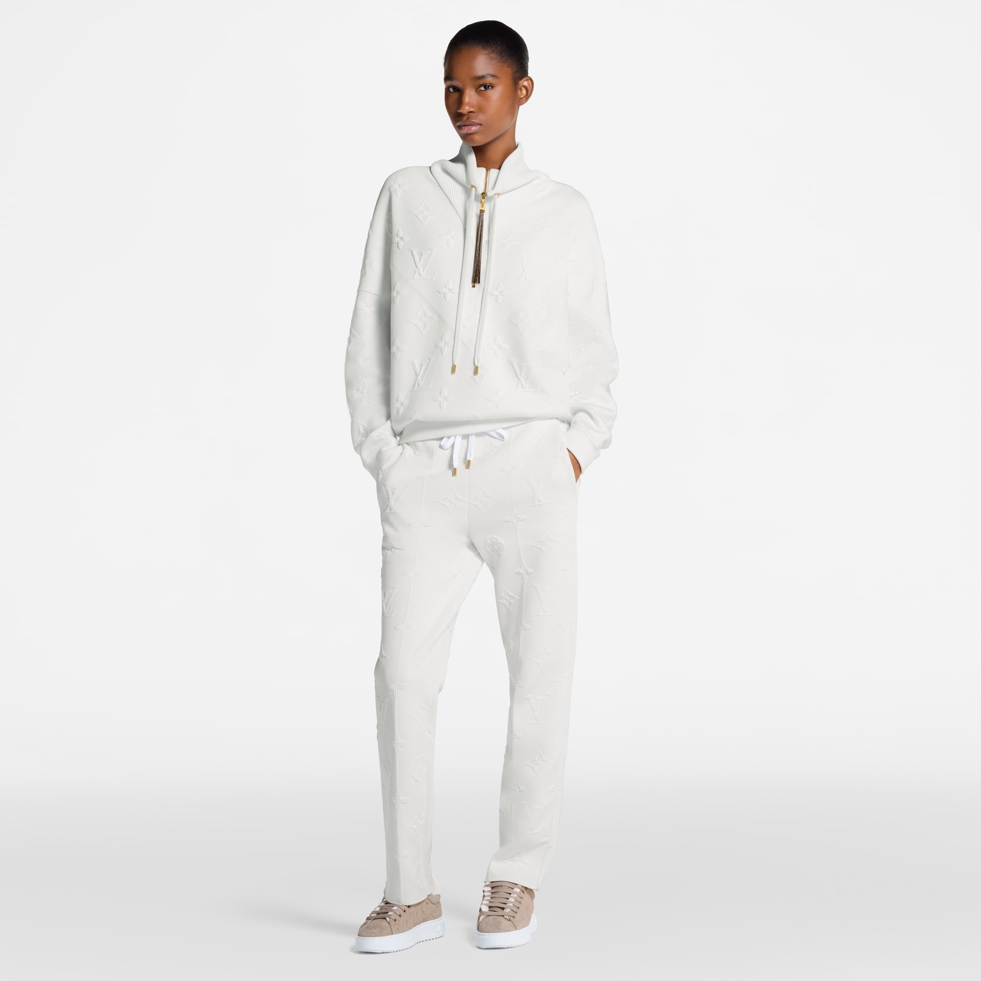 3D Monogram Ribbed Neck Sweater  in Women