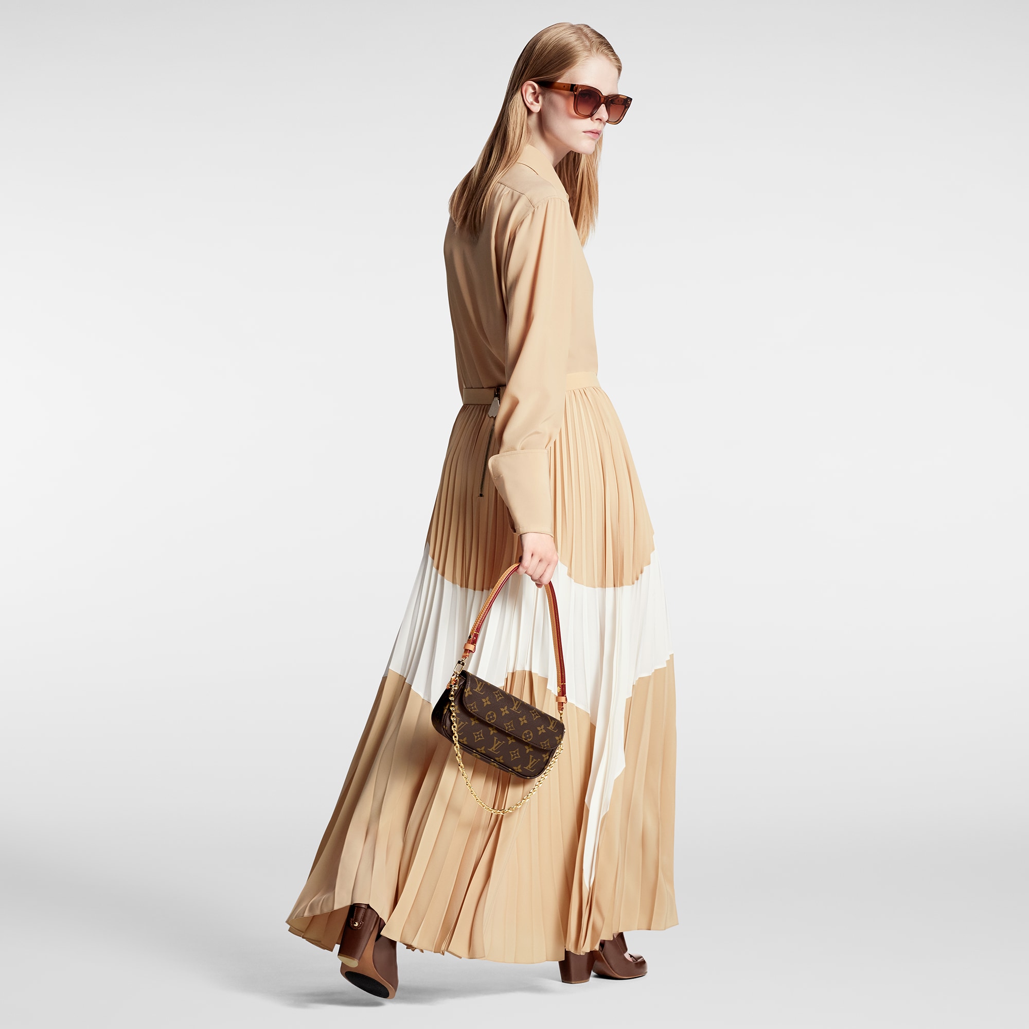 Abstract Insert Pleated Skirt  in Women