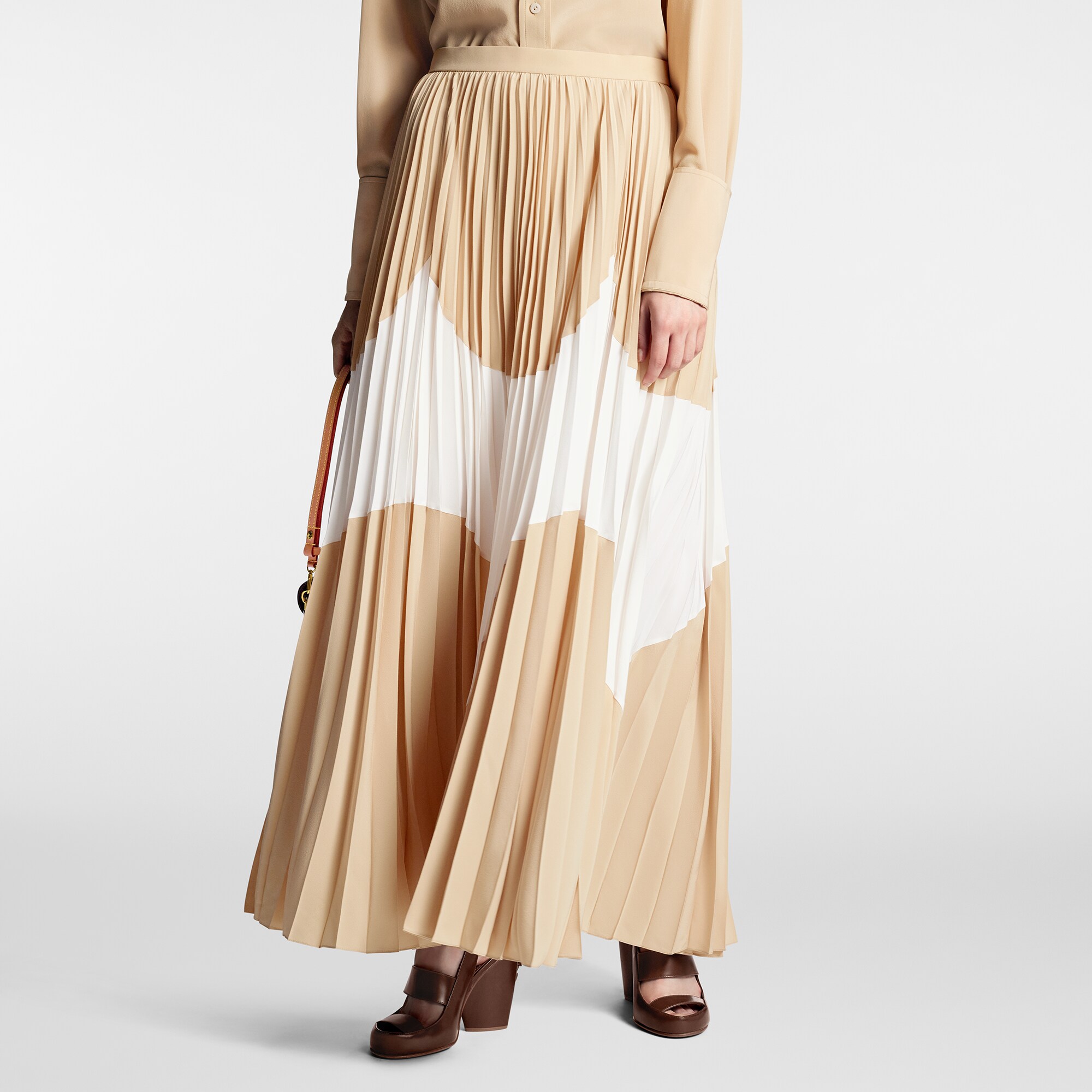 Abstract Insert Pleated Skirt  in Women