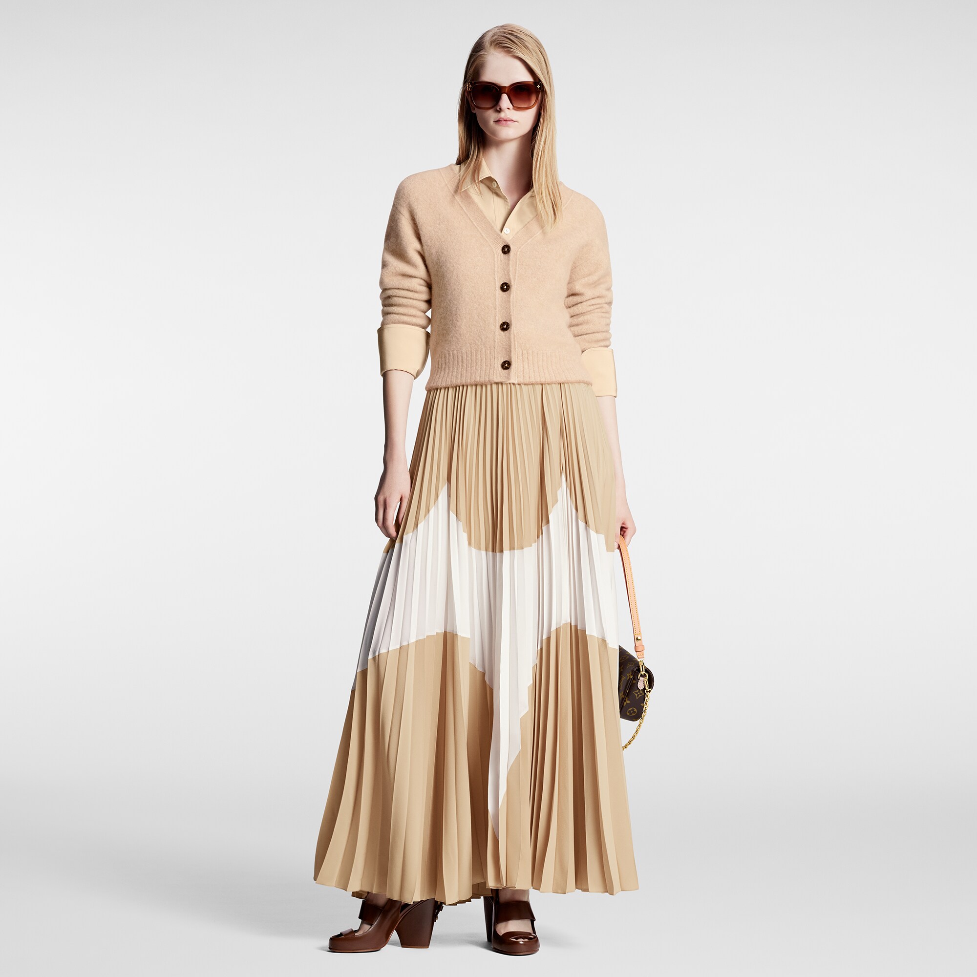 Abstract Insert Pleated Skirt  in Women