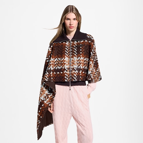Asymmetrical Tartan Tweed Cape Coat in Women's Ready to Wear Coats and Jackets collections by Louis Vuitton (Product zoom)