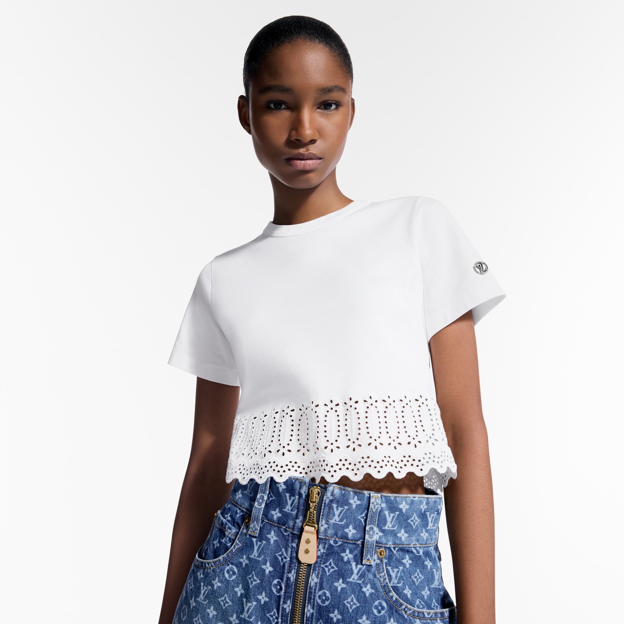 Broderie Trim Crop Top  in Women