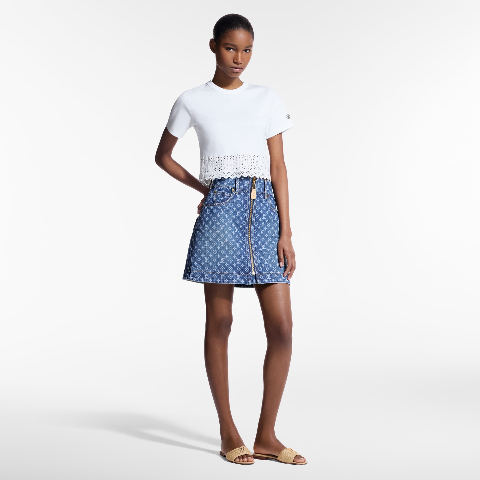 Broderie Trim Crop Top  in Women