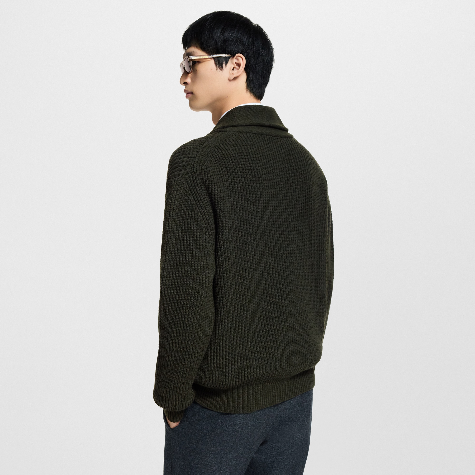 Cashmere Blend Shawl Collar Cardigan  in Men