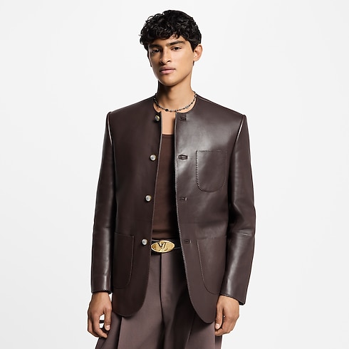 Chic Collarless Leather Blazer in Men's Ready to Wear Blazers and Jackets collections by Louis Vuitton (Product zoom)