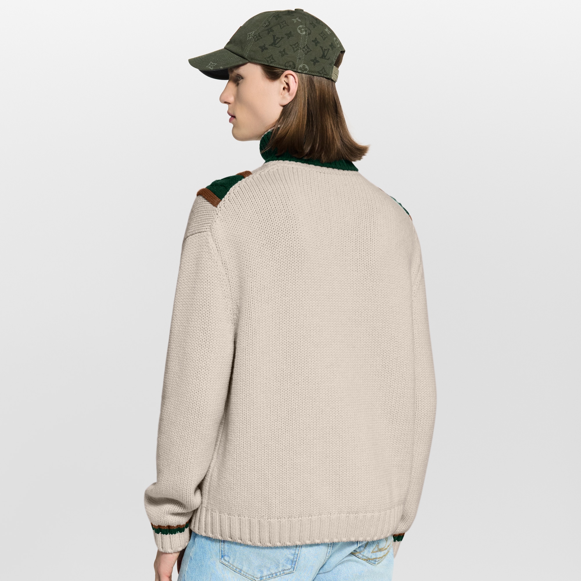Contrasting Cable Knit Turtleneck  in Men