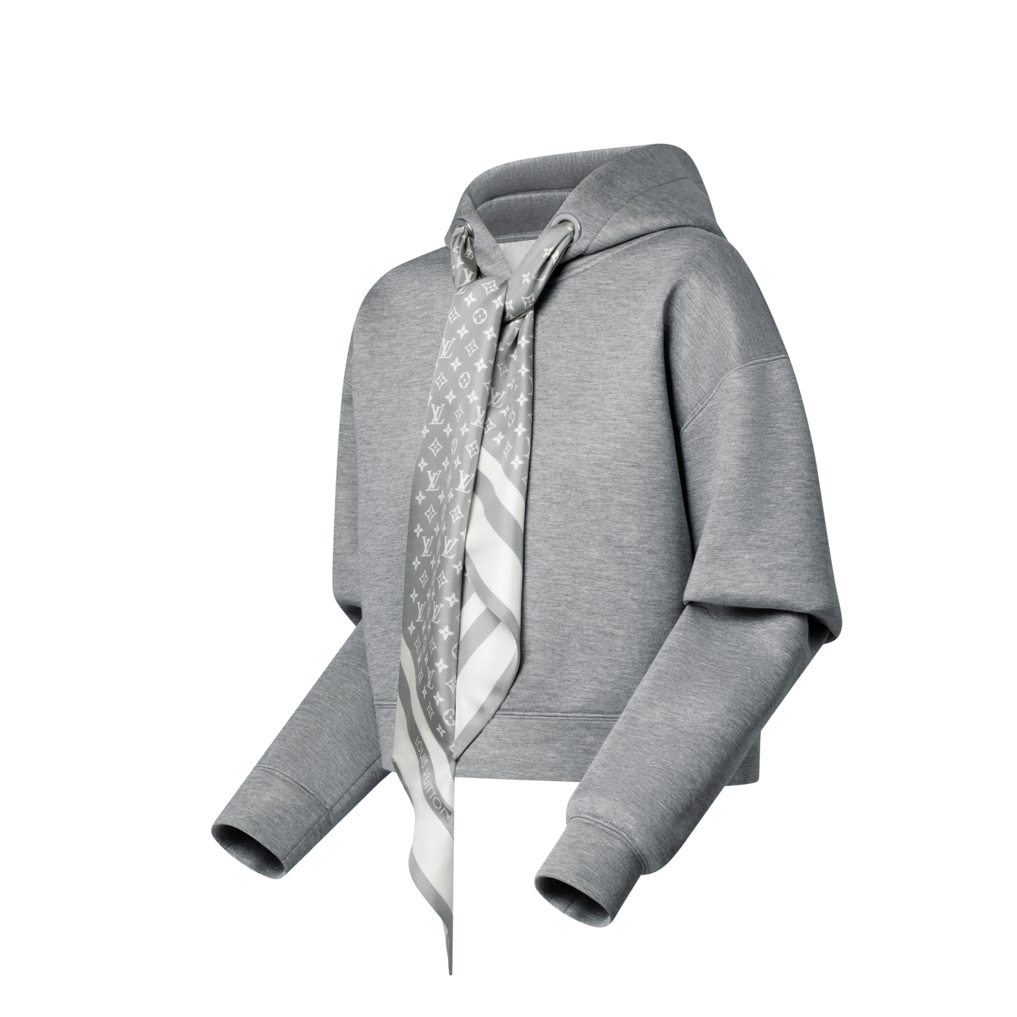 Cropped Monogram Scarf Hoodie  in Women