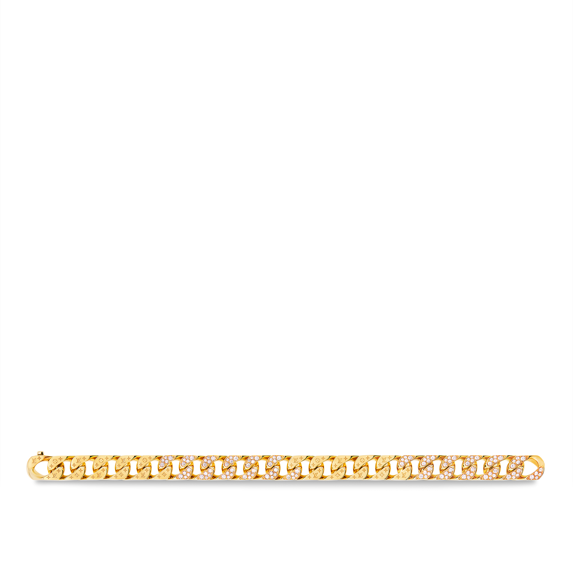 Cuban Chain Bracelet, Yellow Gold and Diamonds  in Les Extraordinaires