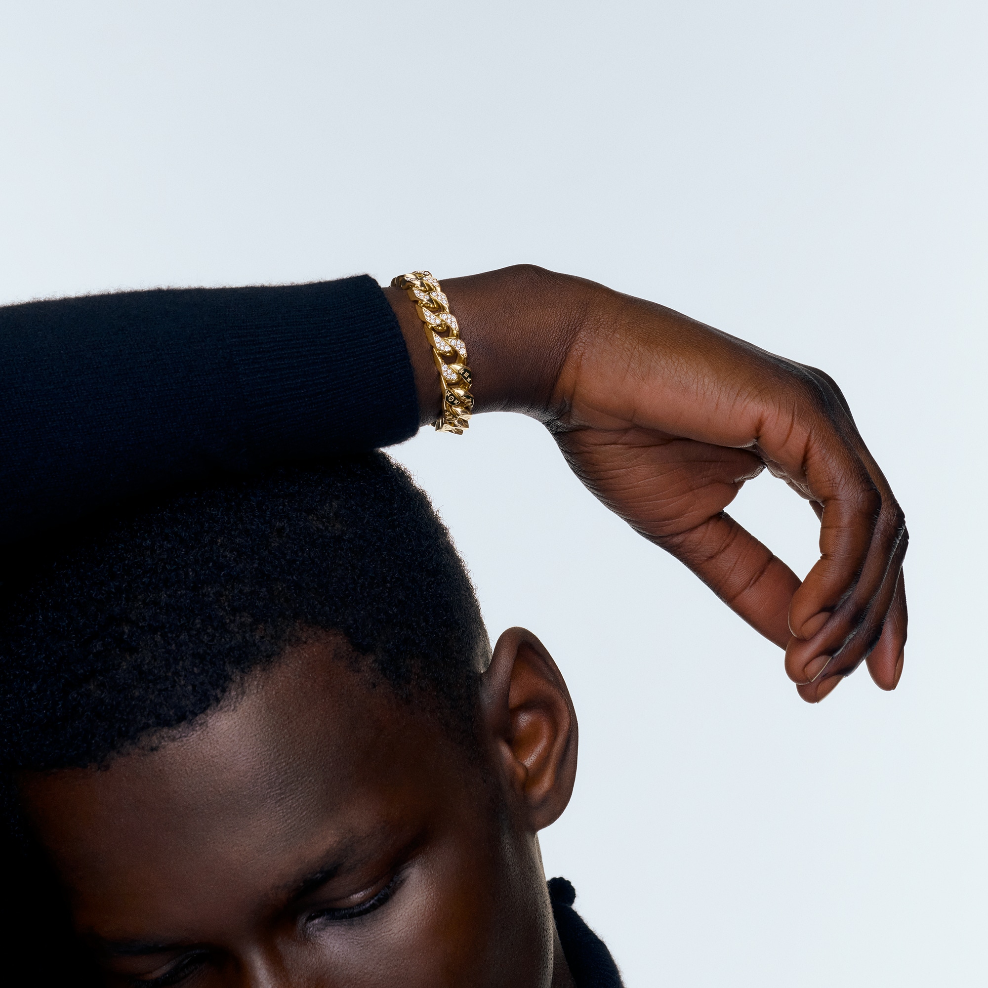 Cuban Chain Bracelet, Yellow Gold and Diamonds  in Les Extraordinaires