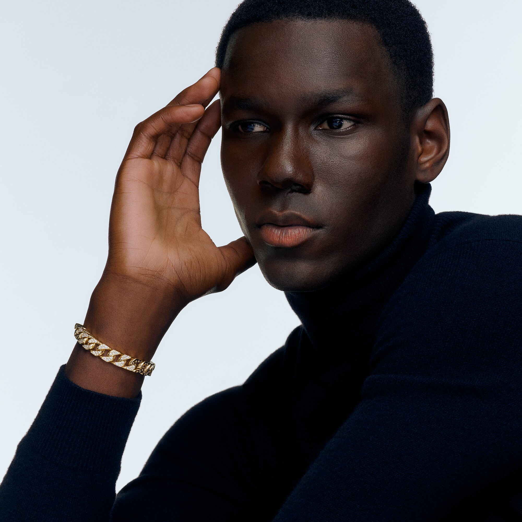 Cuban Chain Bracelet, Yellow Gold and Diamonds  in Les Extraordinaires