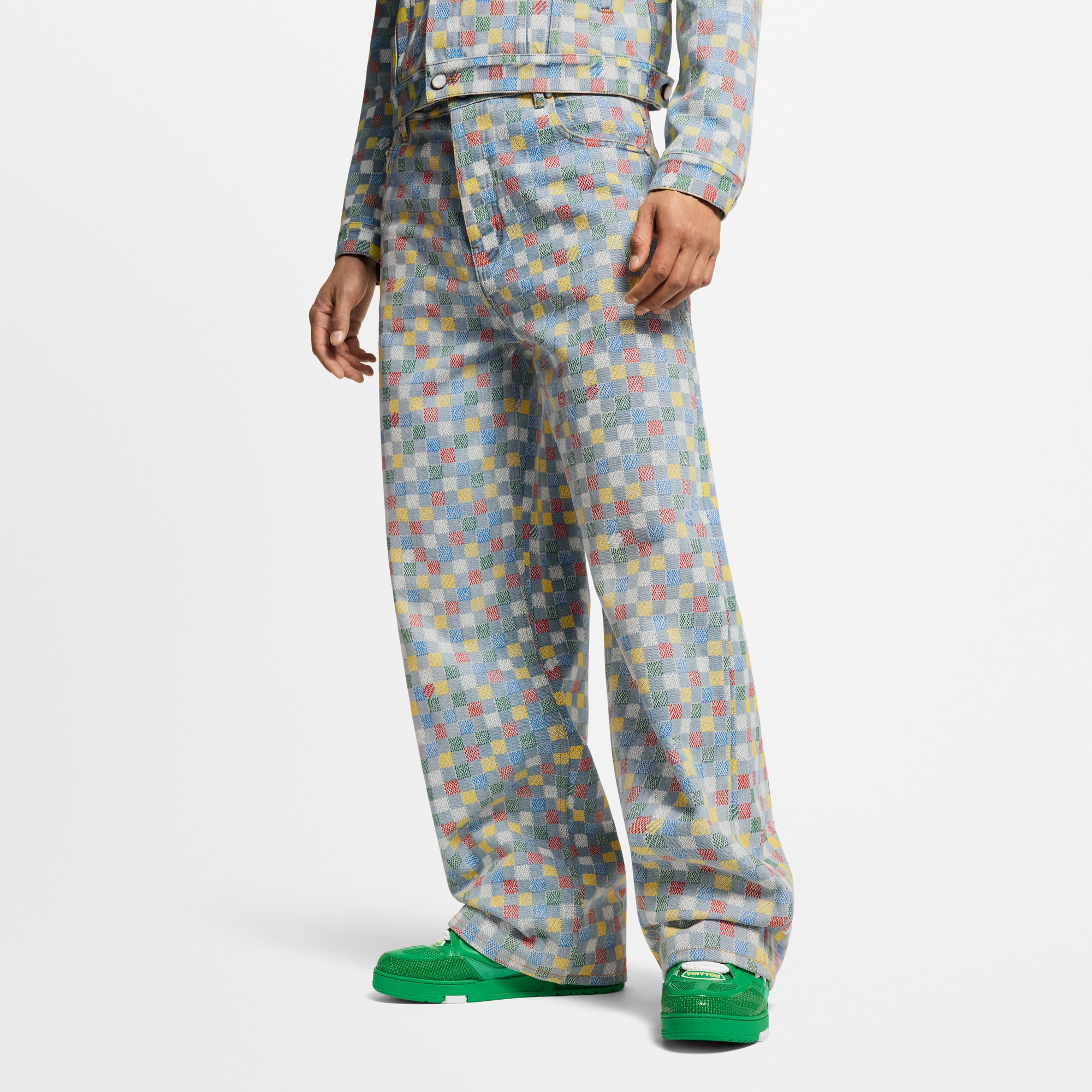 Damier Denim Wide-Leg Pants  in Men