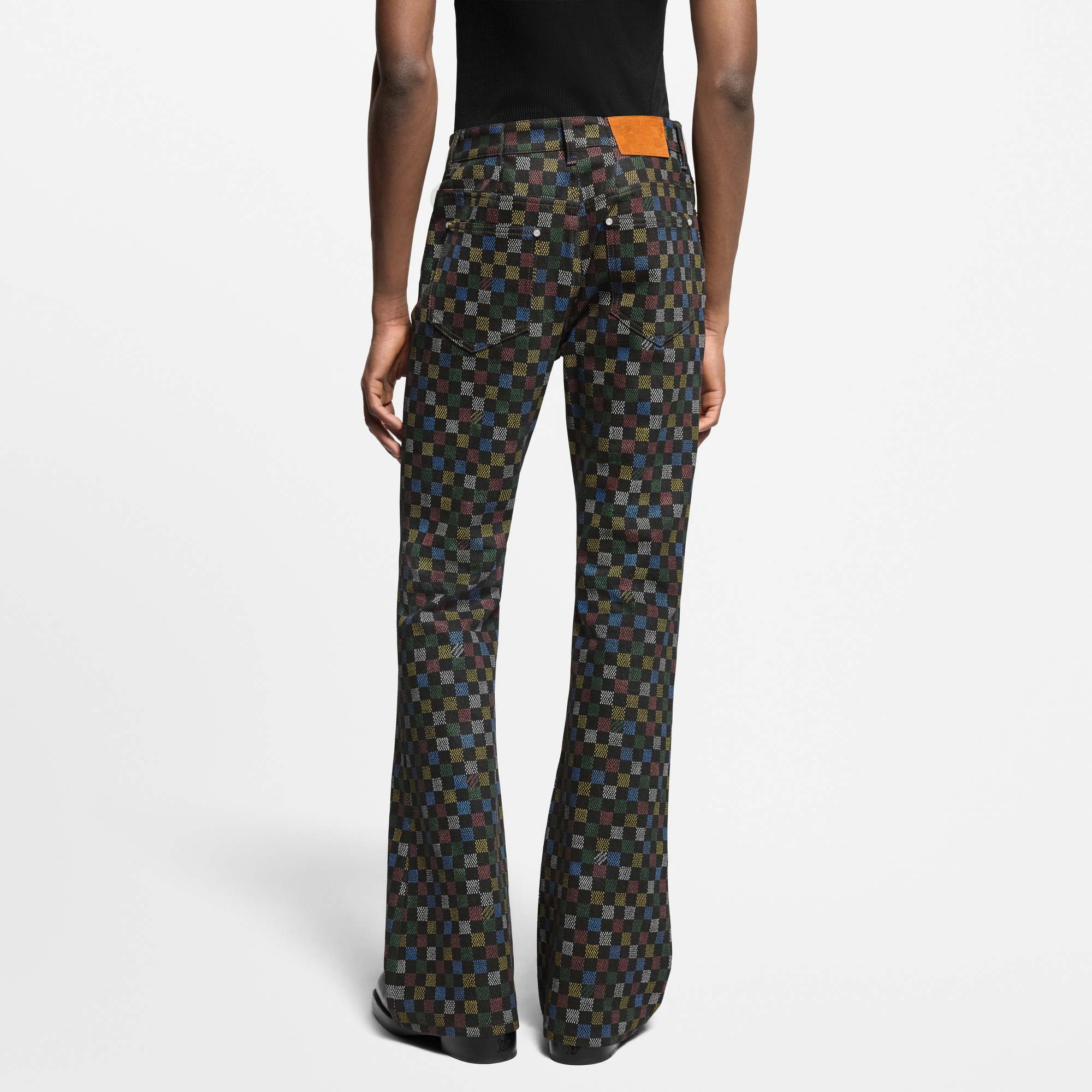 Damier Flared Denim Pants  in Men