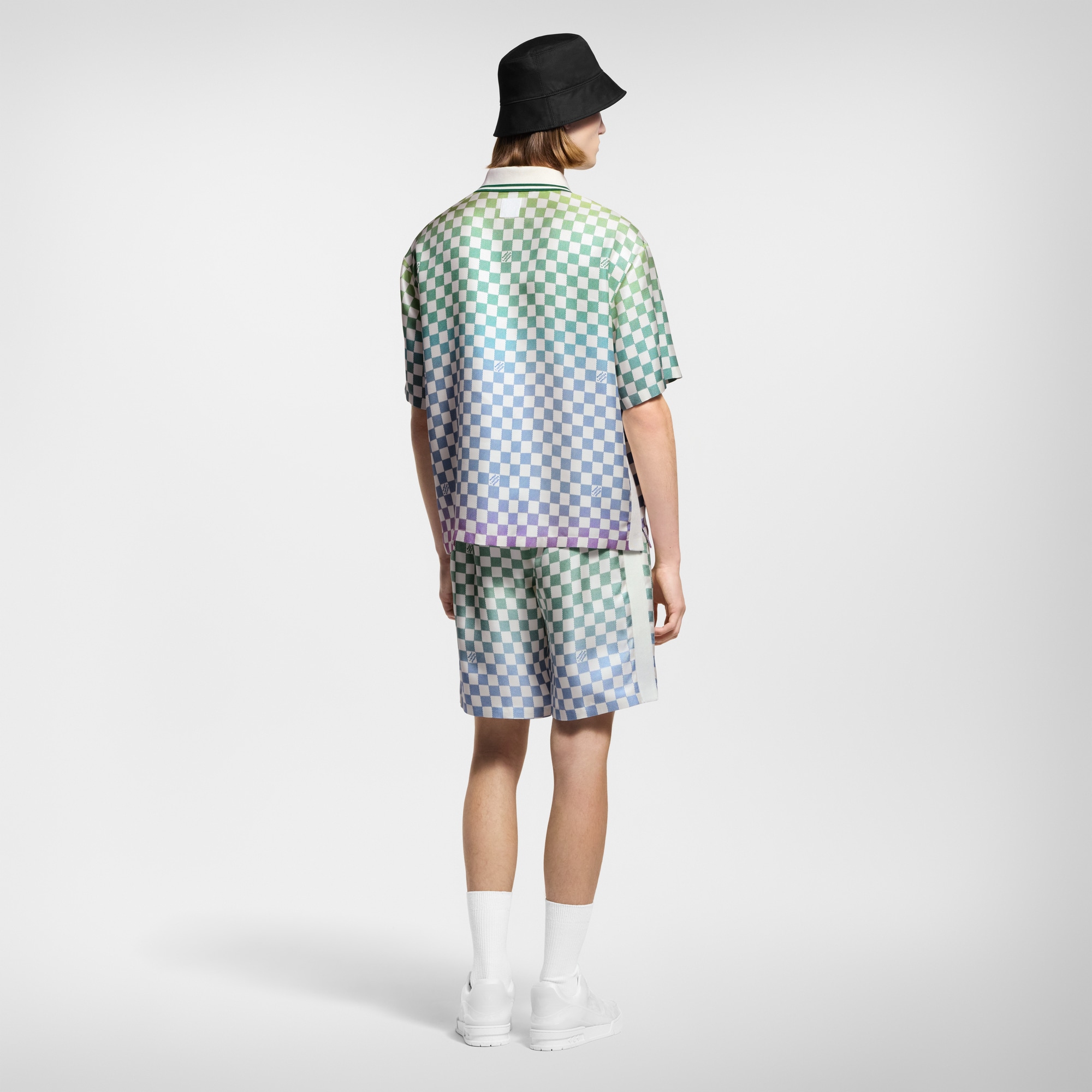 Damier Gradient Printed Silk Polo Shirt  in Men