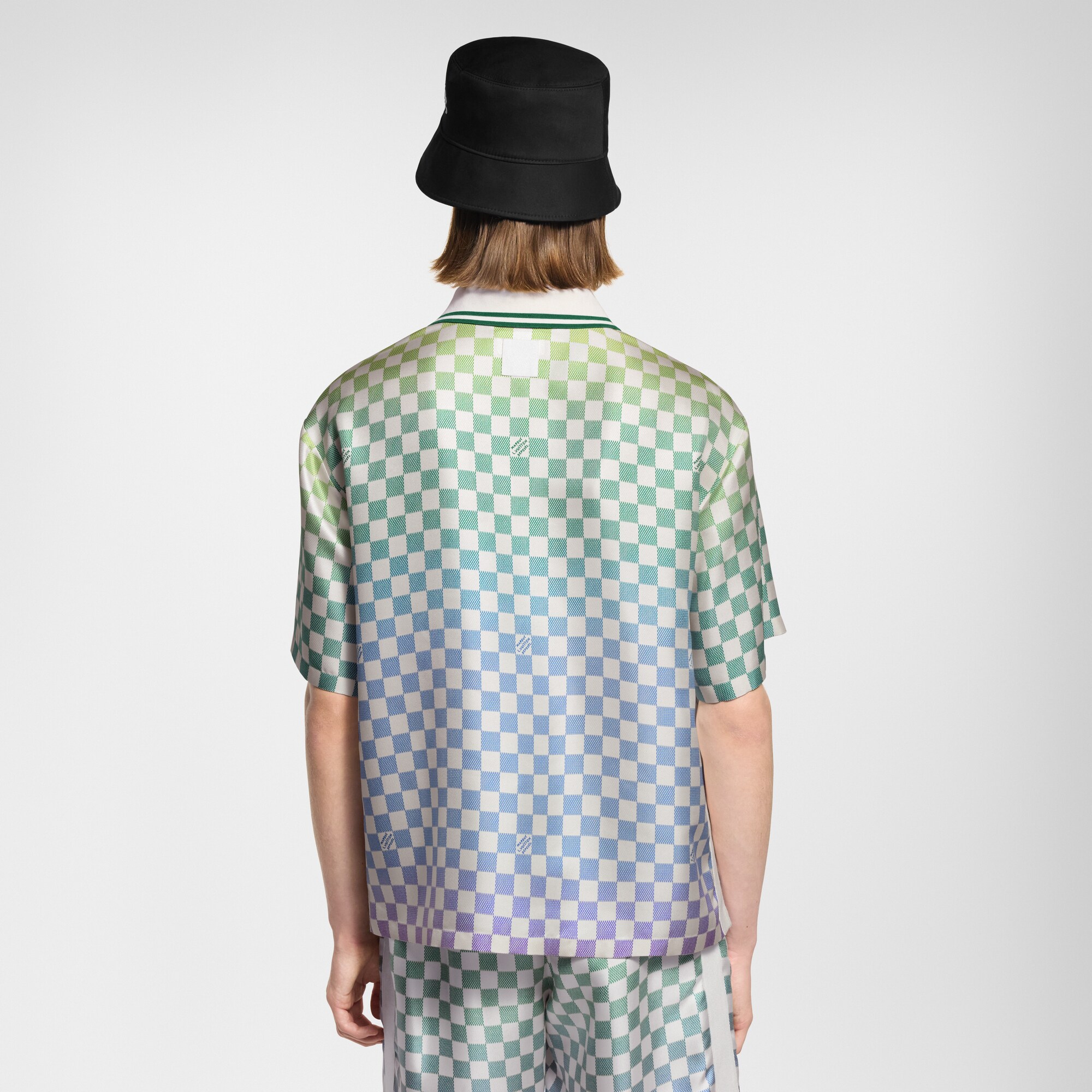 Damier Gradient Printed Silk Polo Shirt  in Men