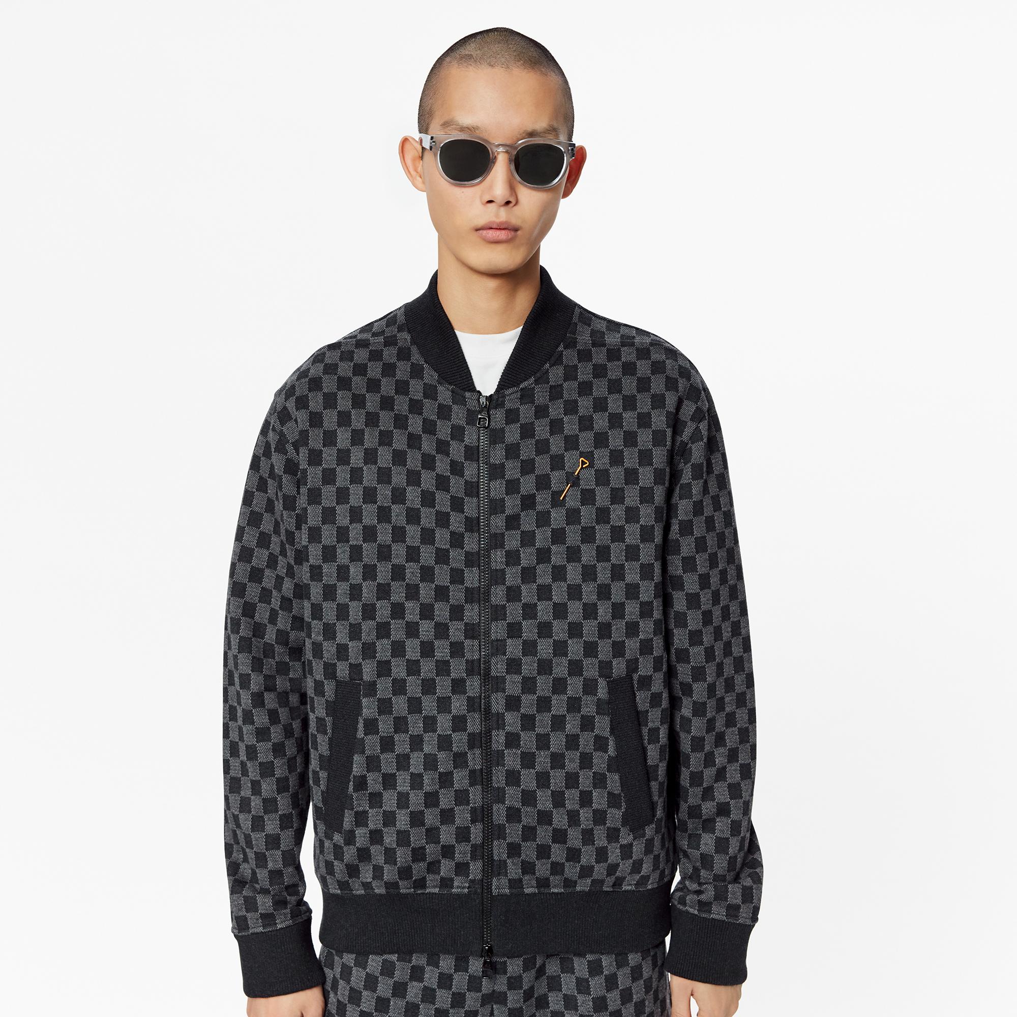 Damier Jacquard Zip-Through Bomber  in Men