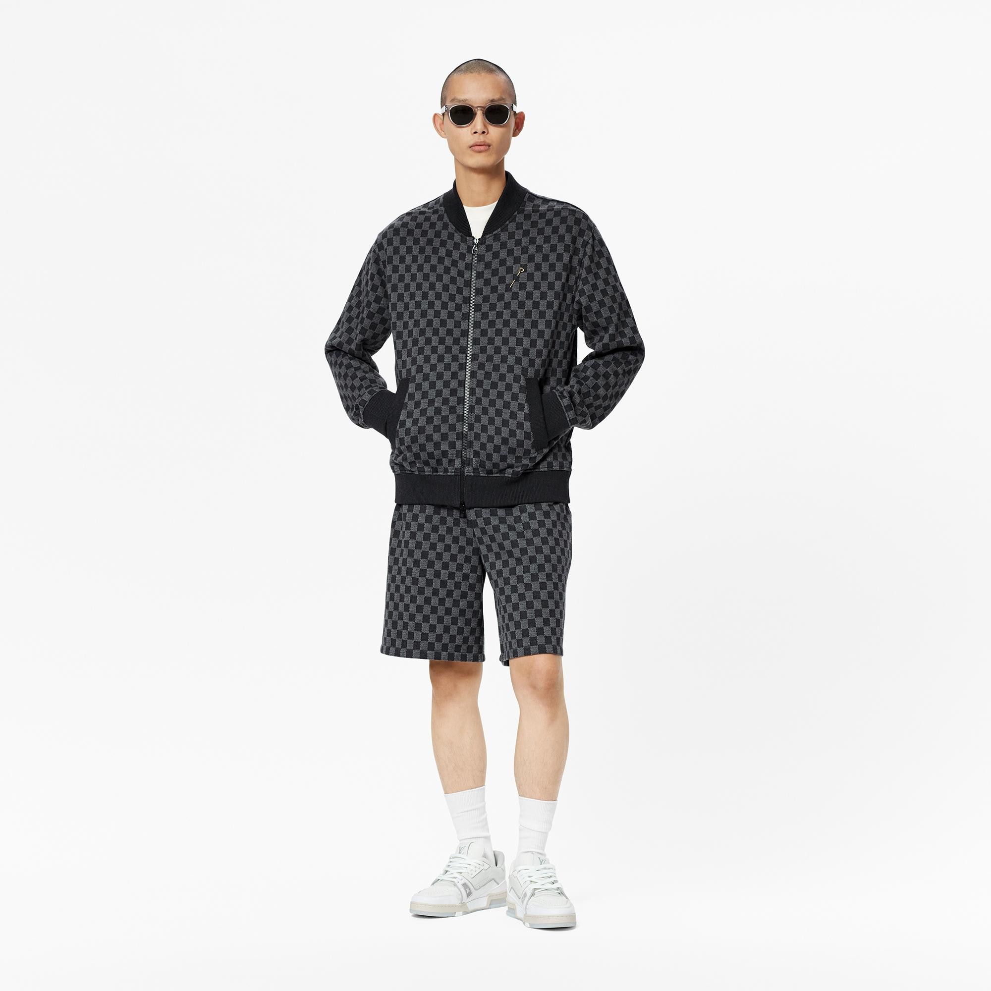 Damier Jacquard Zip-Through Bomber  in Men