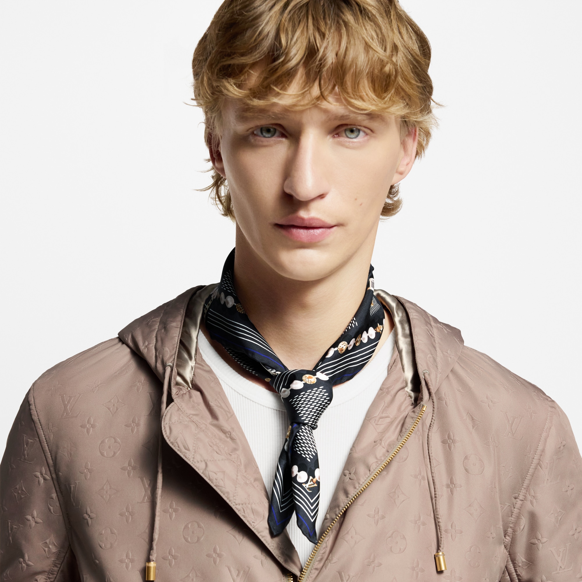 Damier Tied Up Silk Bandana . in Men