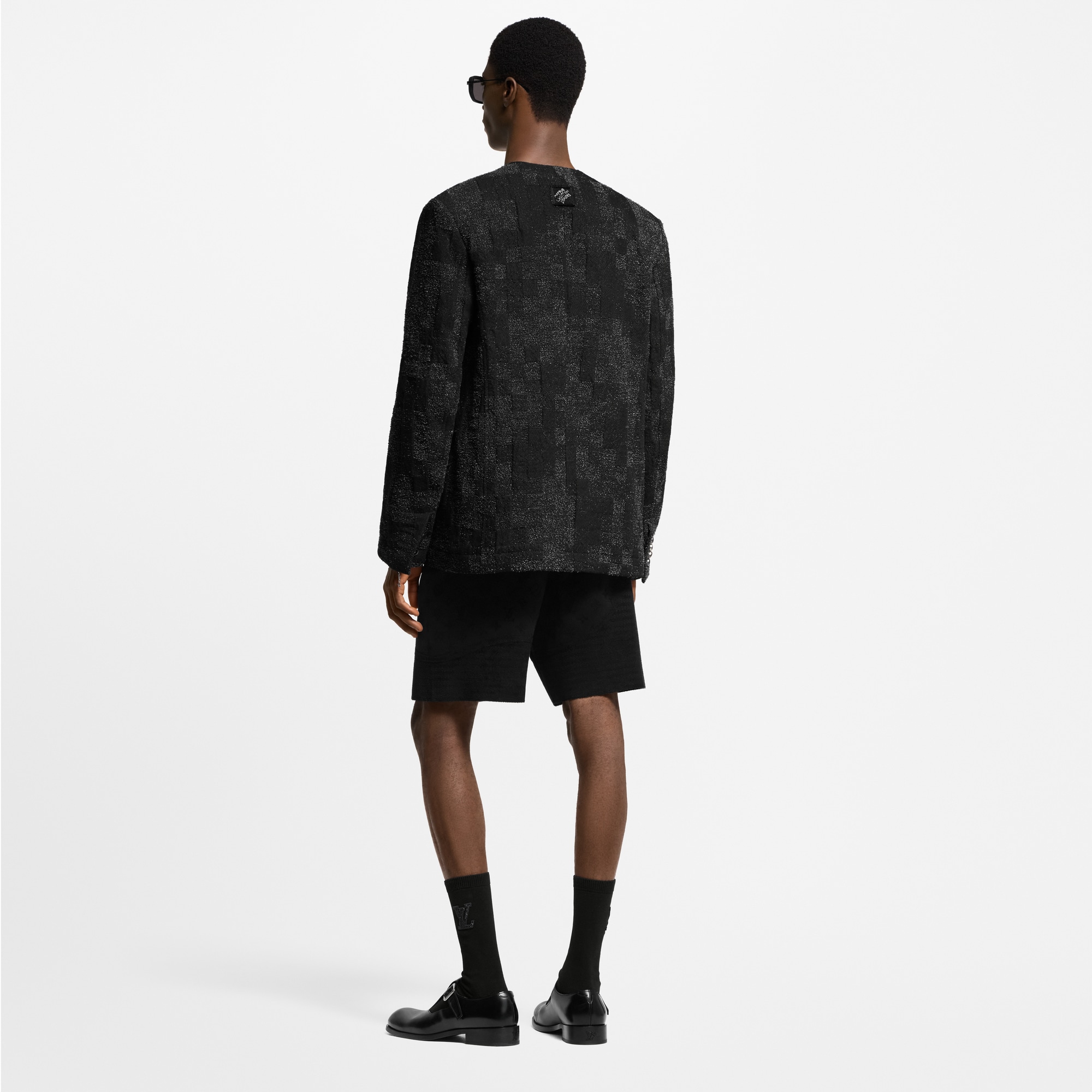 Denim Bouclette Collarless Jacket  in Men