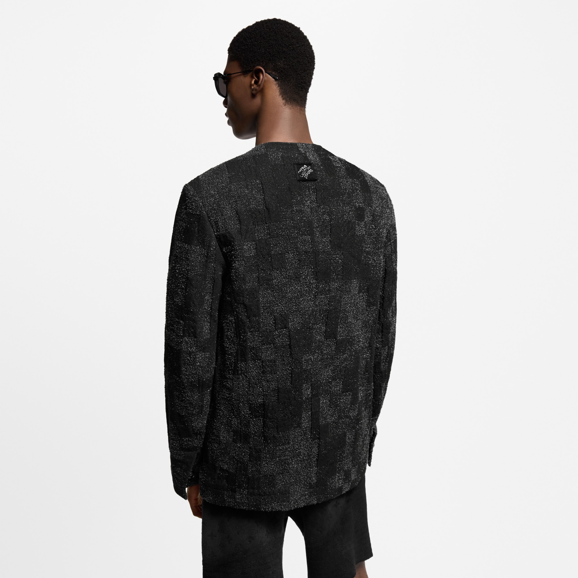 Denim Bouclette Collarless Jacket  in Men