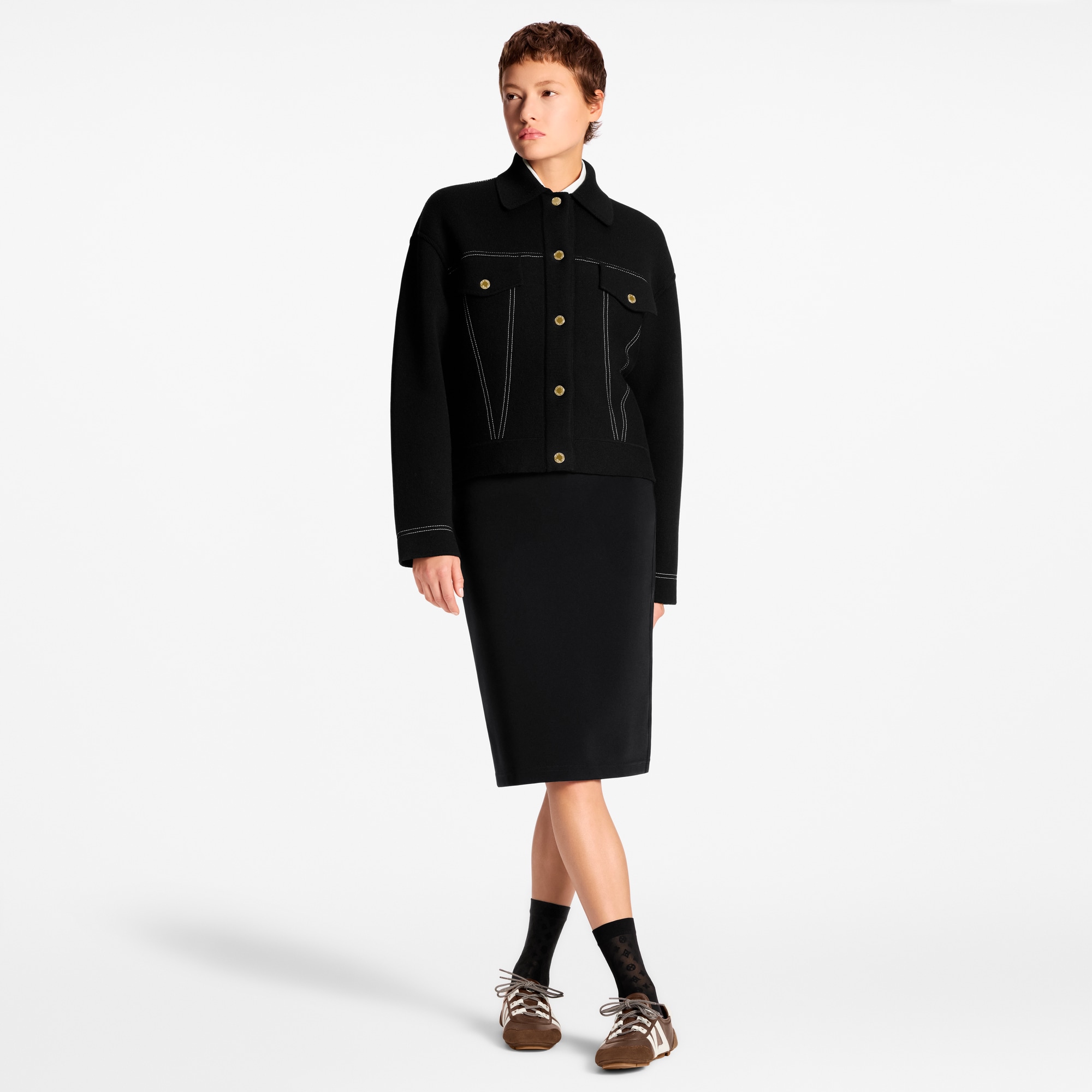 Denim-Effect Knit Jacket  in Women