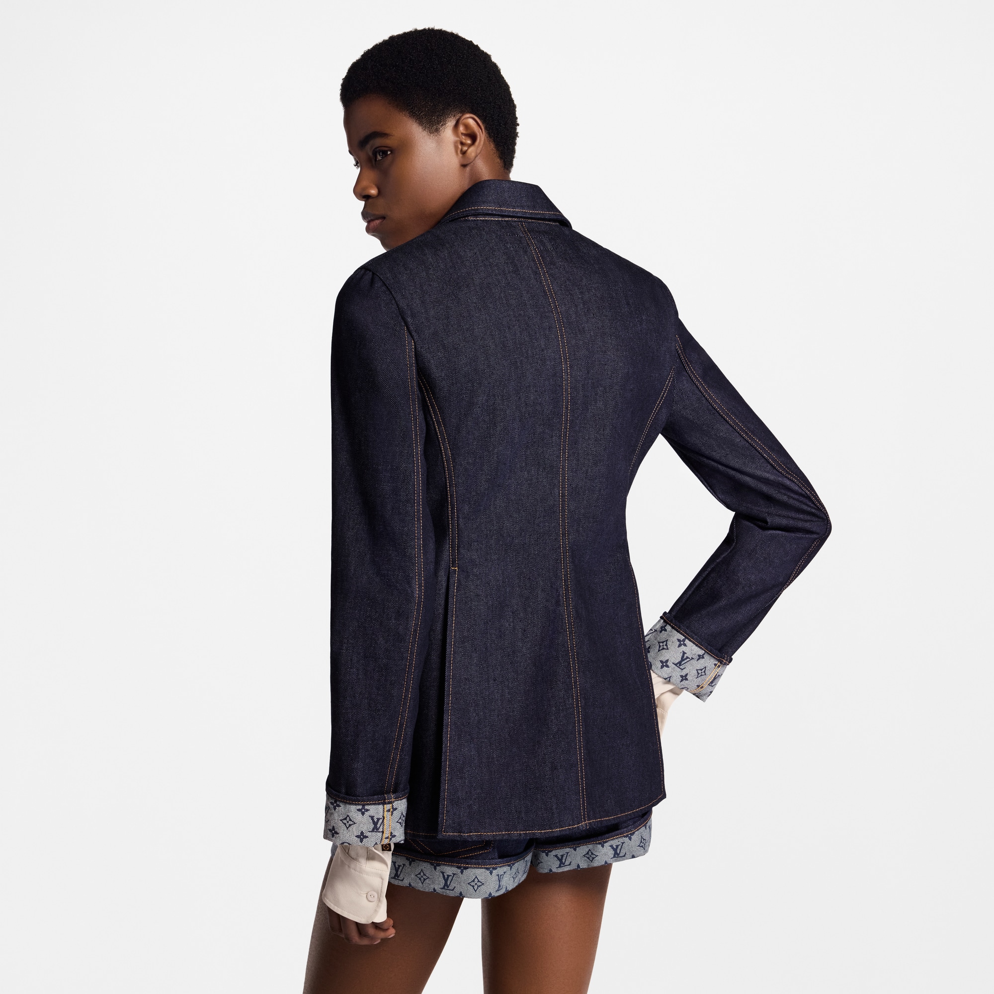 學院風牛仔布西裝外套  in 女士