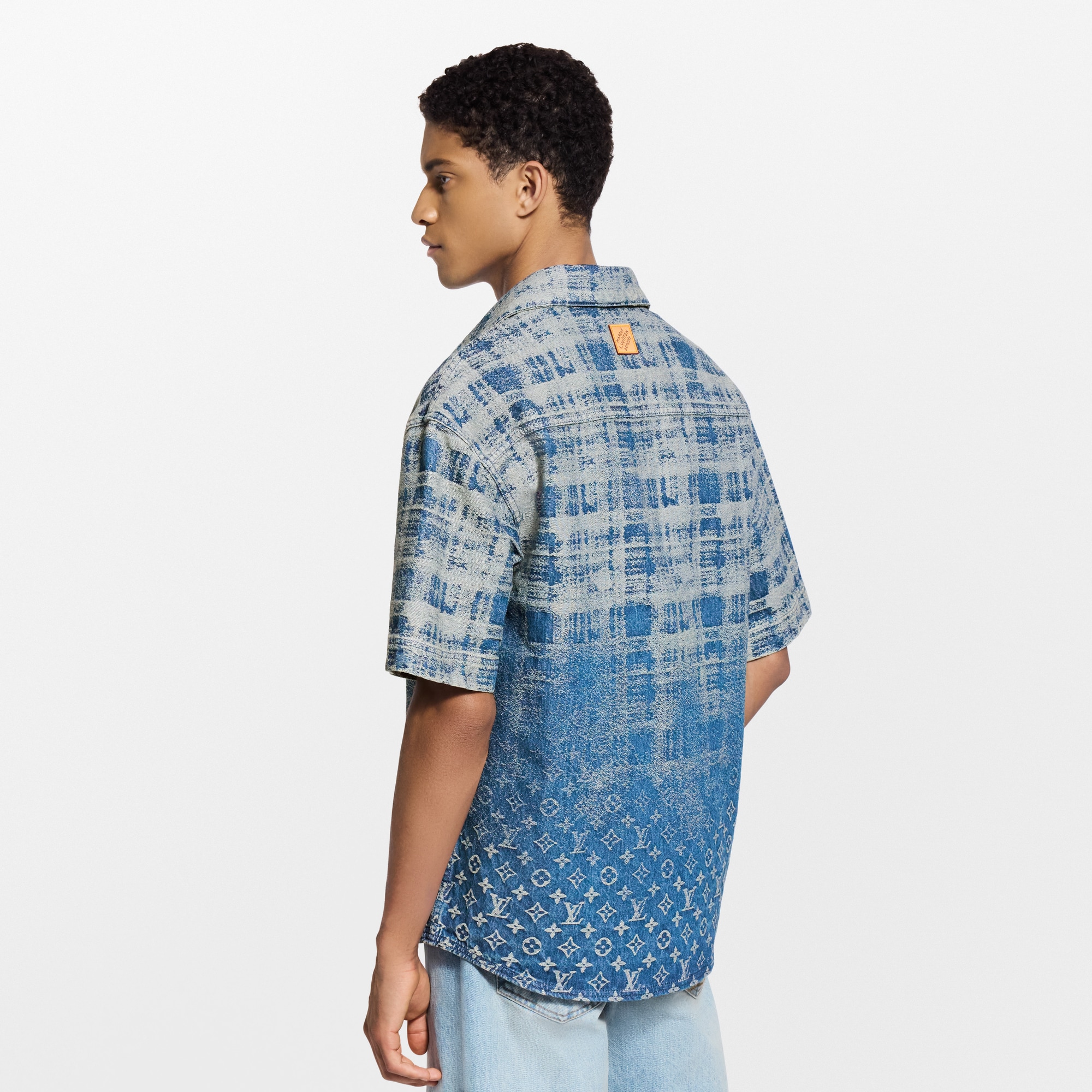 Denim Short-Sleeved Shirt  in Men