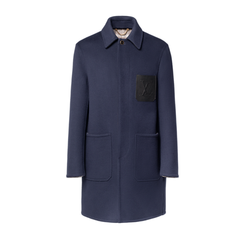 Double Face Car Coat With LV Leather Pocket front view