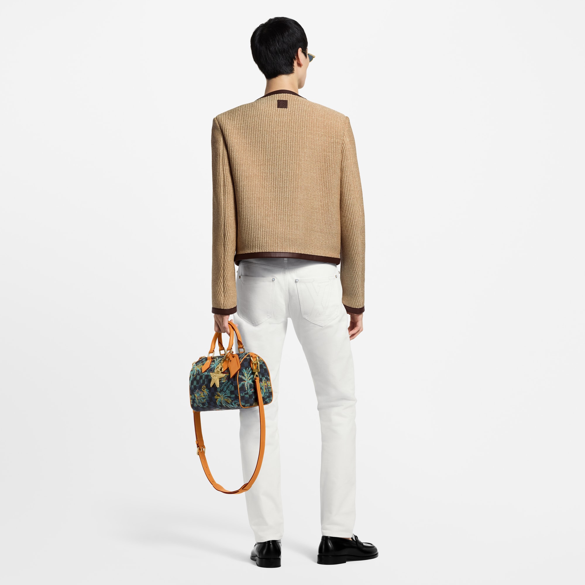 Embellished Raffia Chic Collarless Jacket  in Men