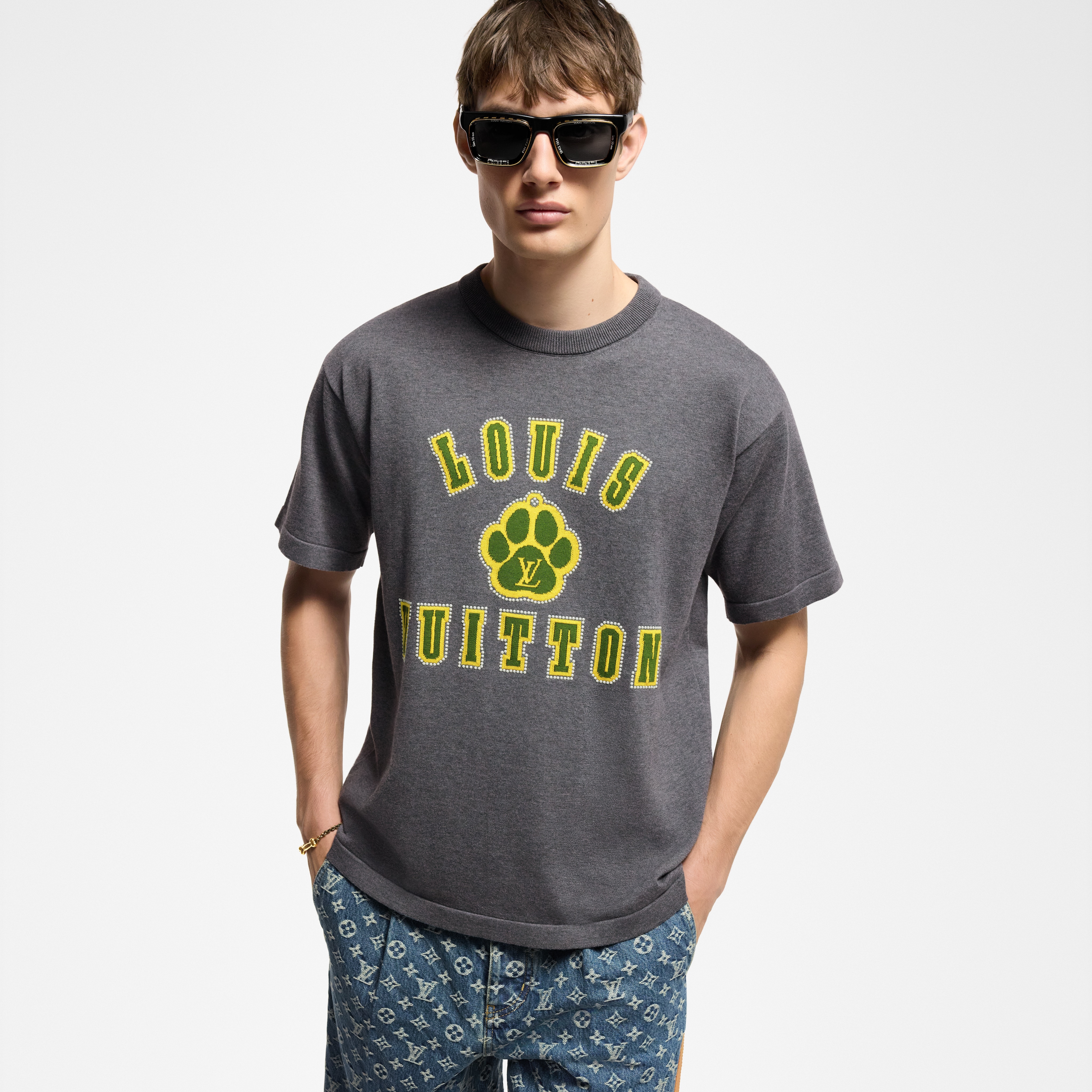 裝飾短袖棉質圓領上衣  in 男士