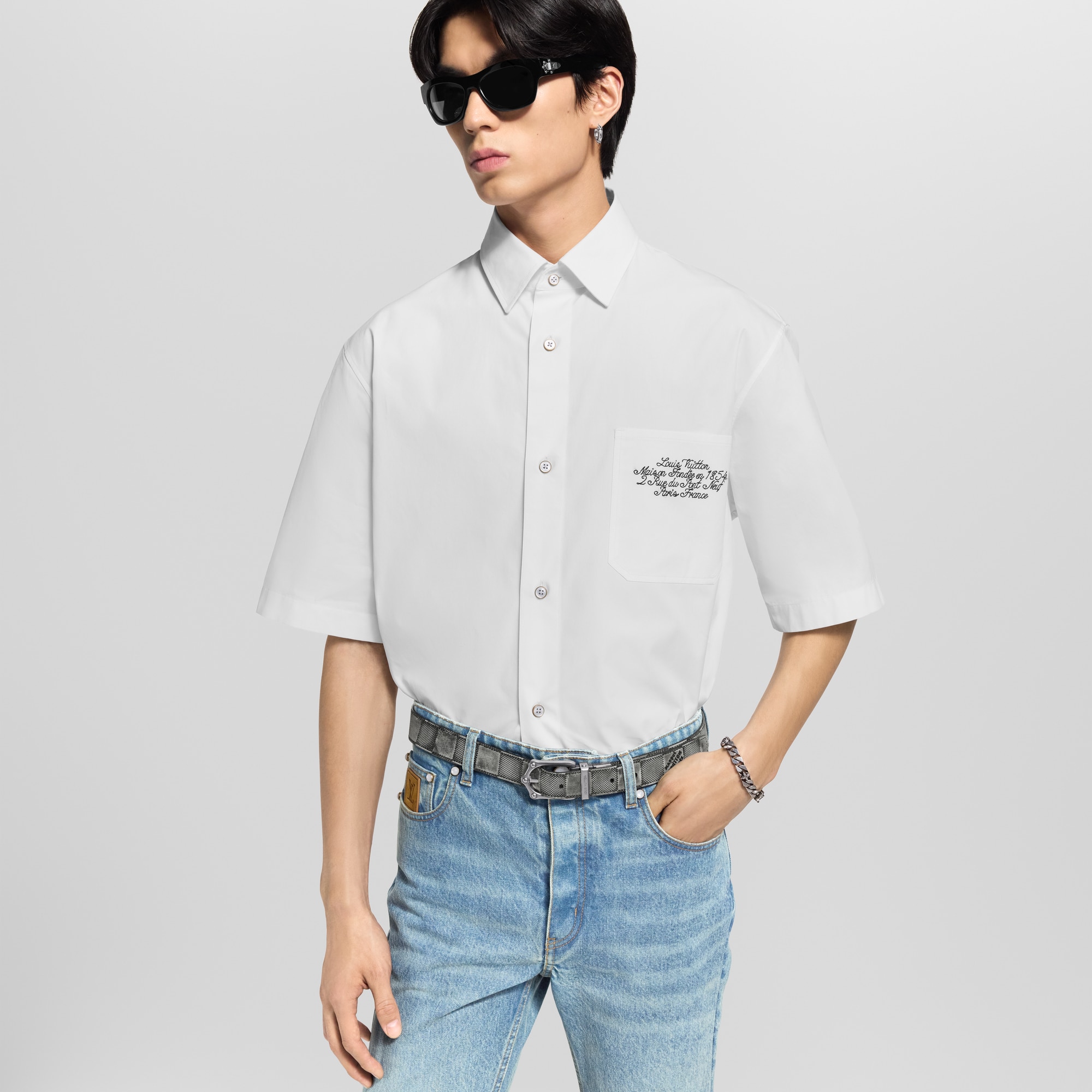 Embellished Short-Sleeved Shirt  in Men