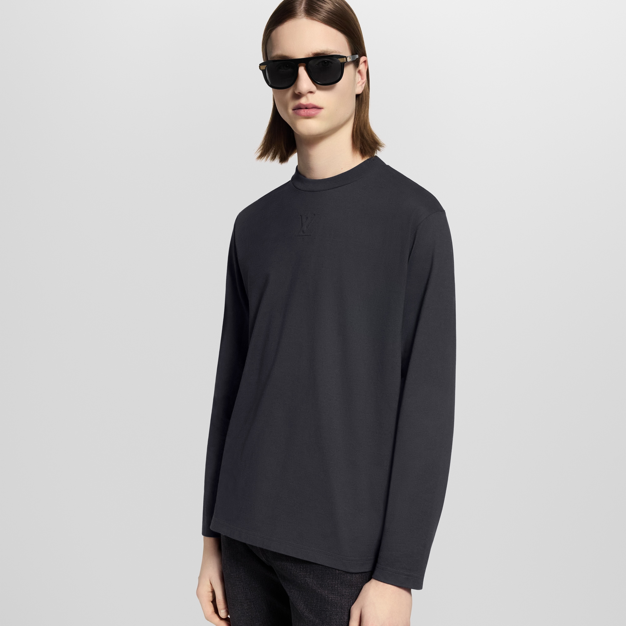 Embossed LV Long-Sleeved T-Shirt  in Men