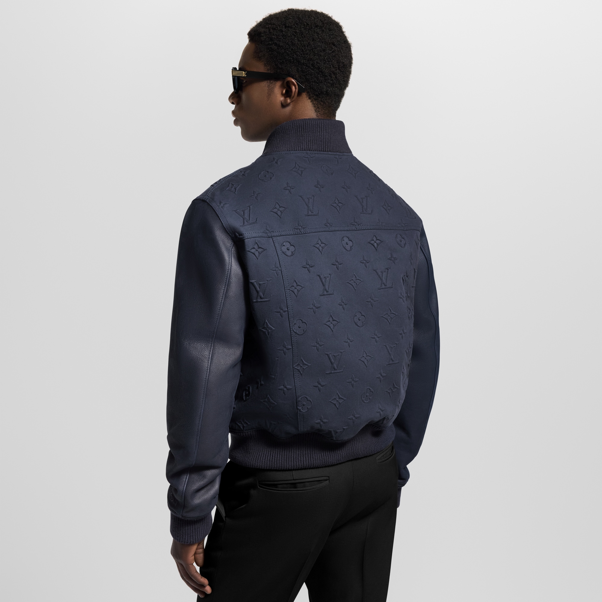 Embossed Monogram Cotton Varsity Jacket  in Men