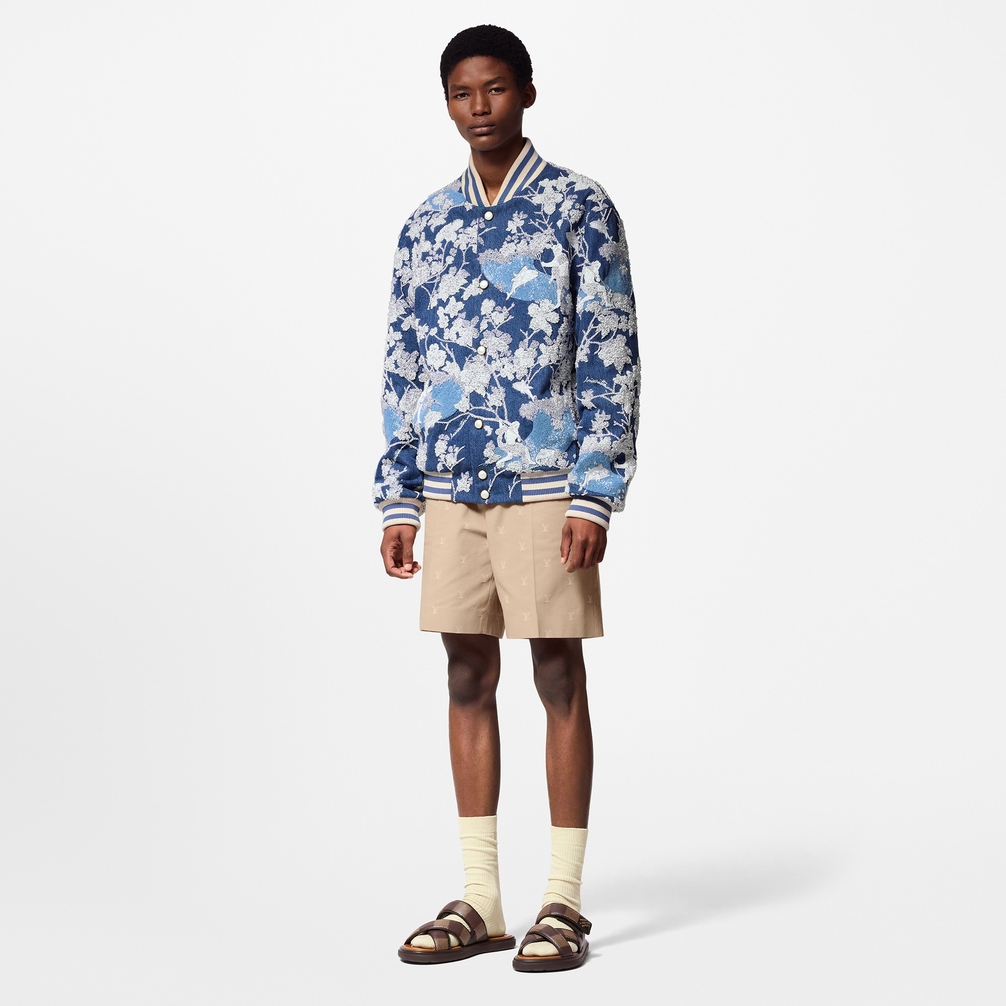 刺繡牛仔布飛行員外套  in 男士