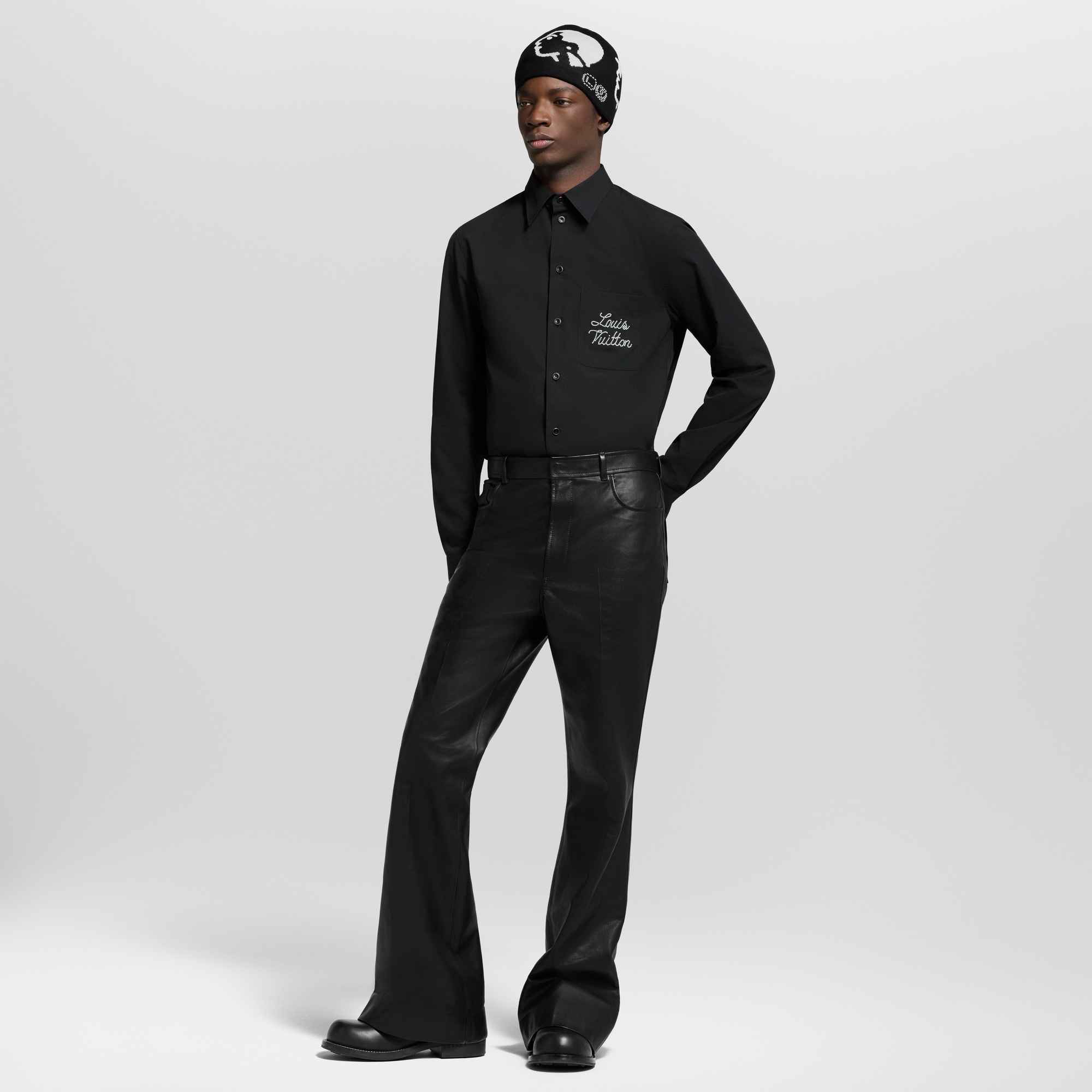 刺繡標誌長袖襯衫  in 男士