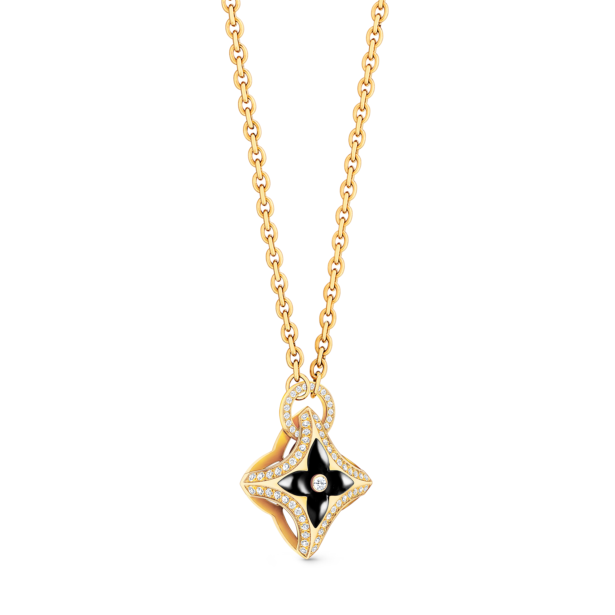 Ever Blossom Pendant, Yellow Gold, Onyx & Diamonds  in Jewellery