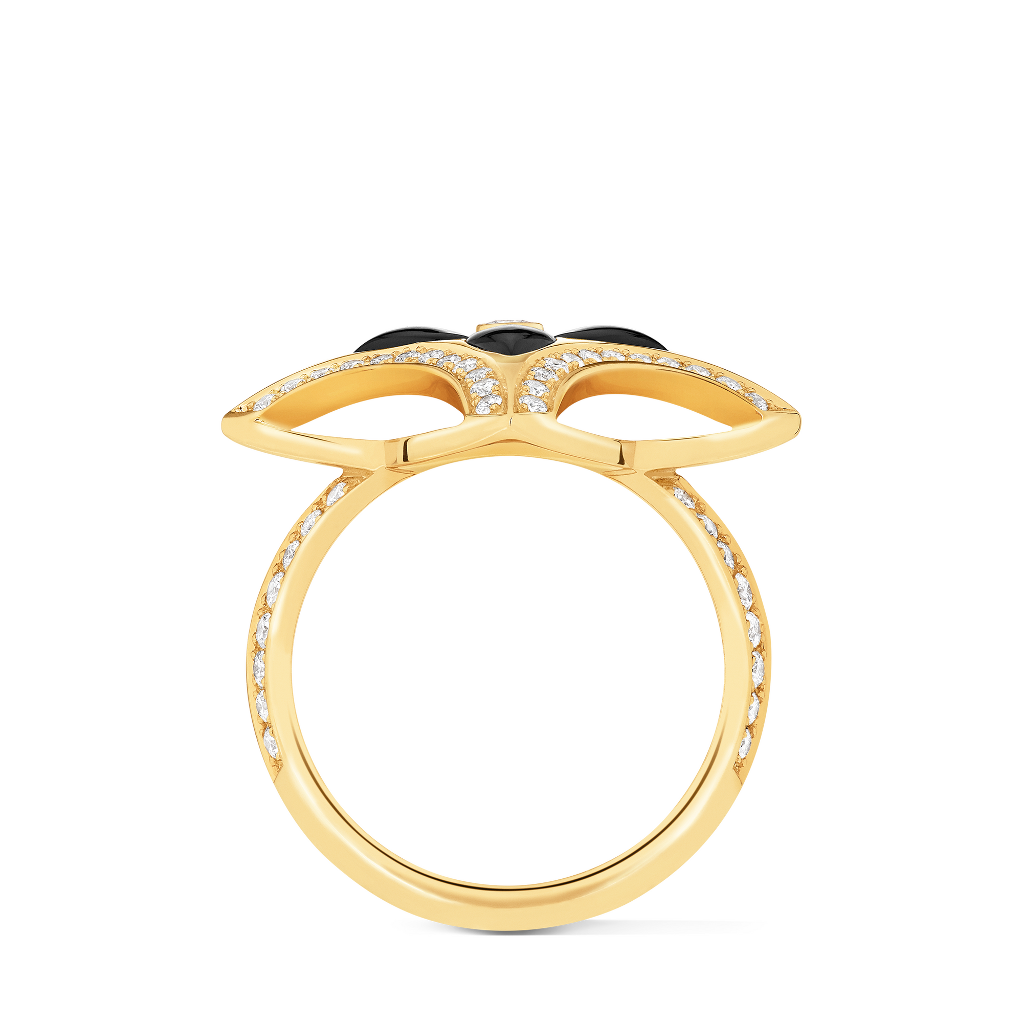 Ever Blossom Ring, Yellow Gold, Onyx & Diamonds  in Jewellery