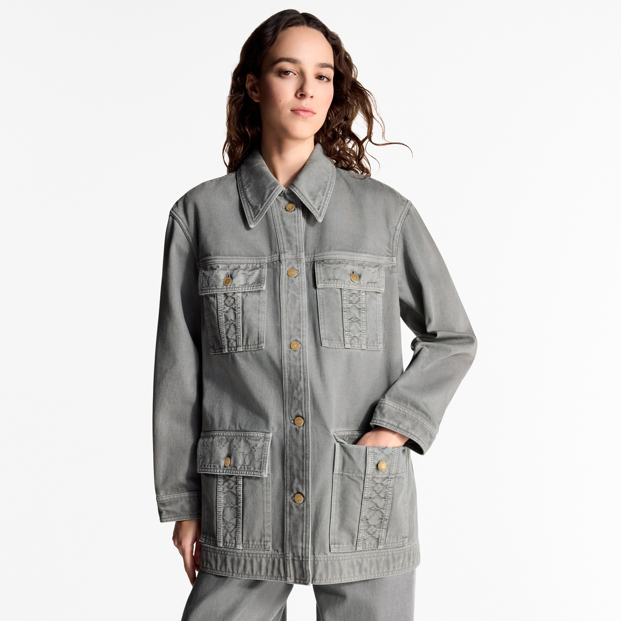 Flap Pocket Denim Jacket  in Women