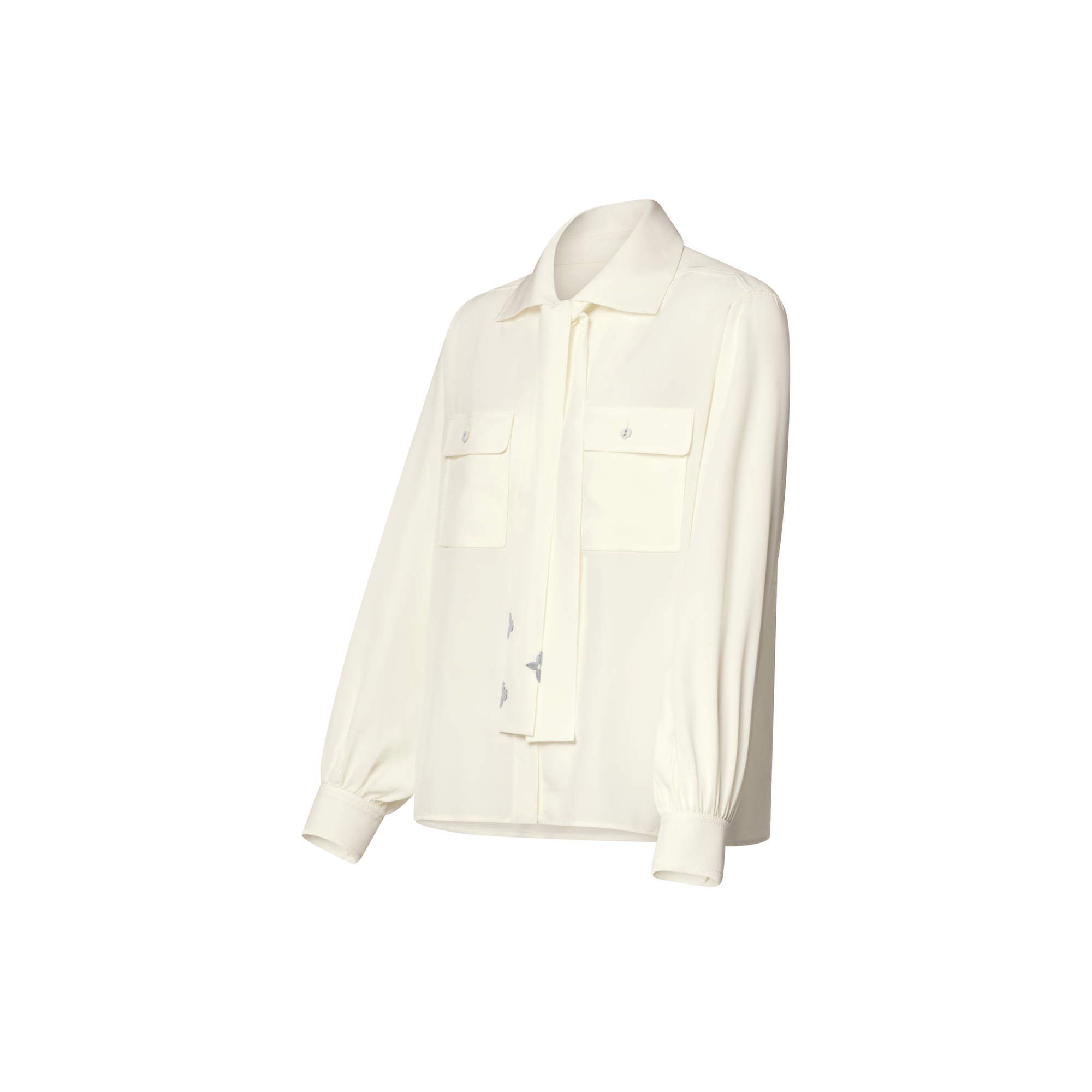 Flap Pocket Lavallière Blouse  in Women