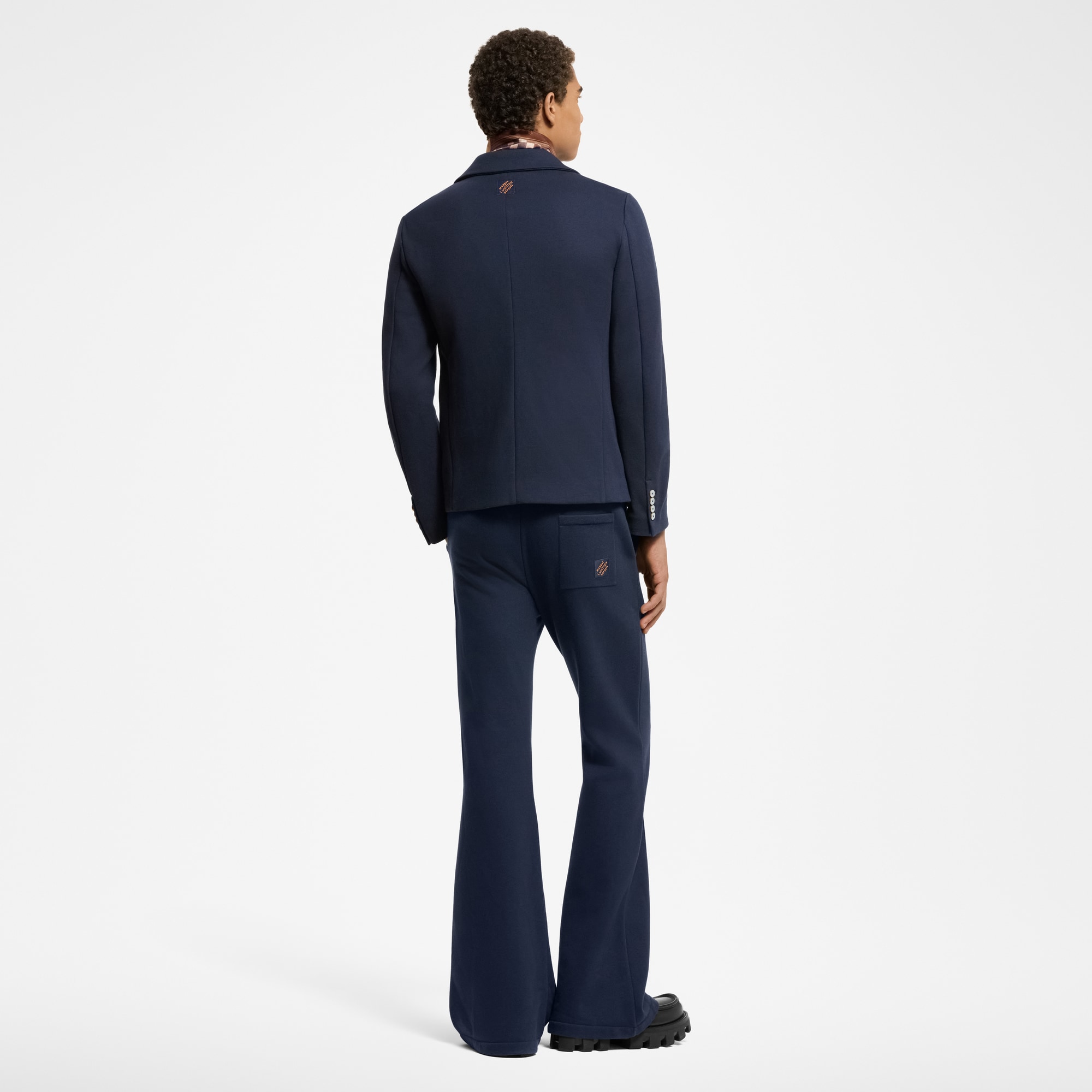 棉質拼山羊絨針織布喇叭長褲  in 男士