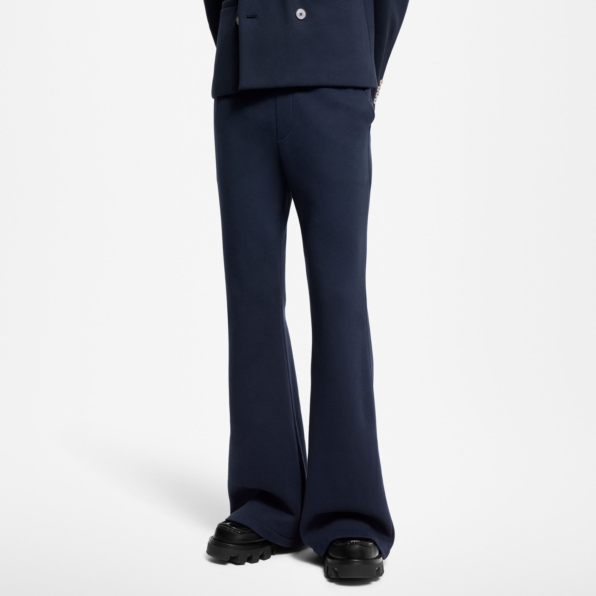 棉質拼山羊絨針織布喇叭長褲  in 男士