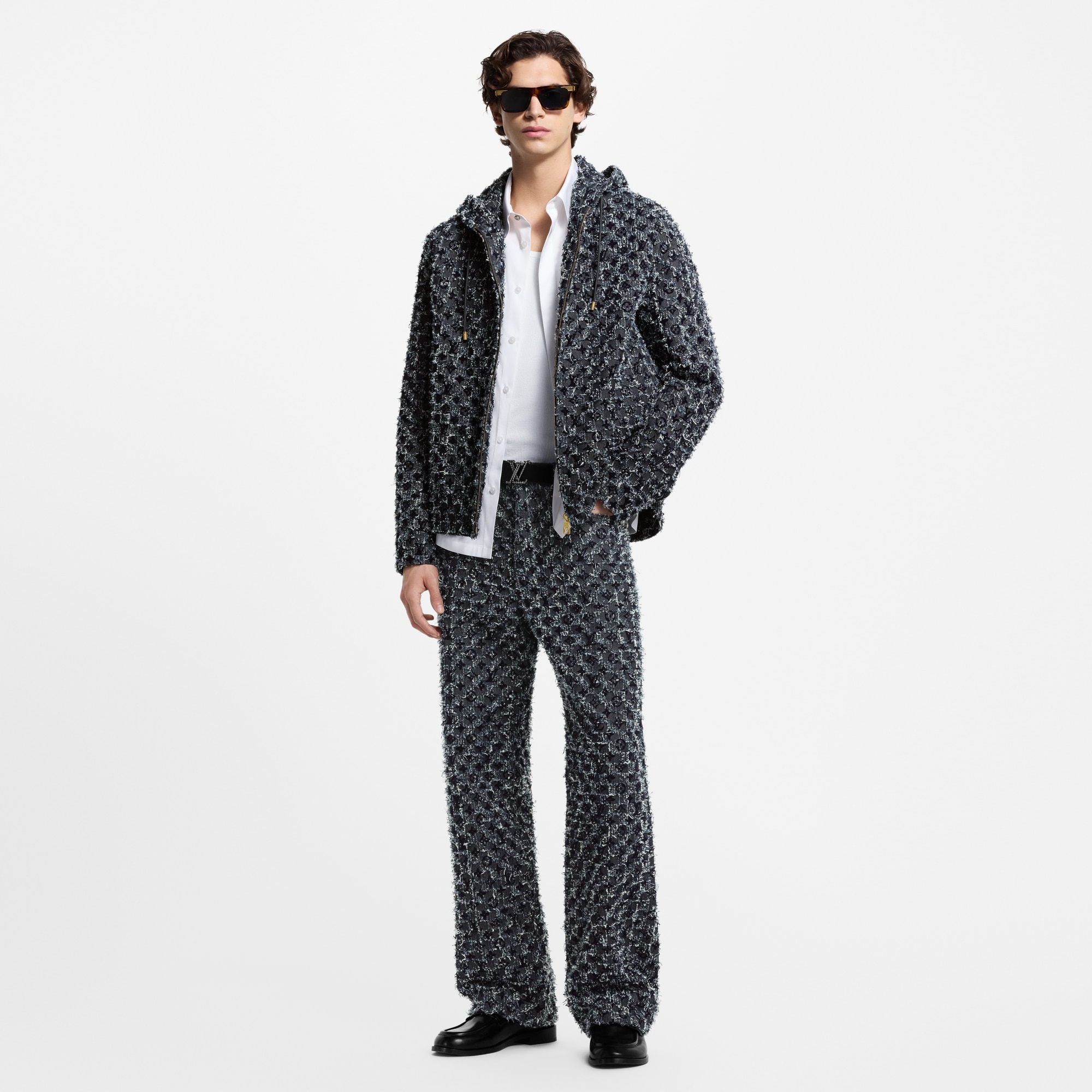 植絨 Monogram 圖案牛仔連帽外套  in 男士