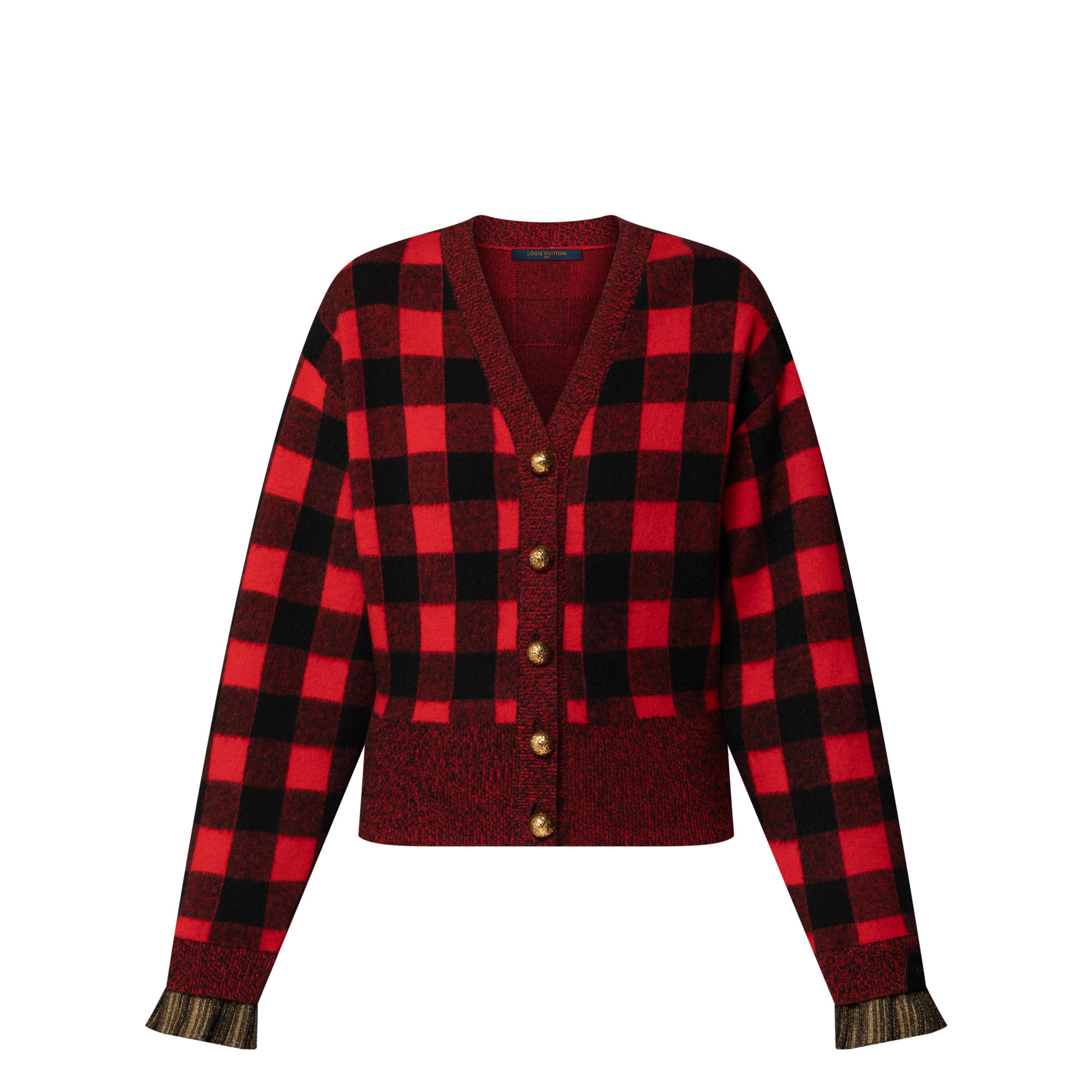 Graphic Check Knit Cardigan  in Women