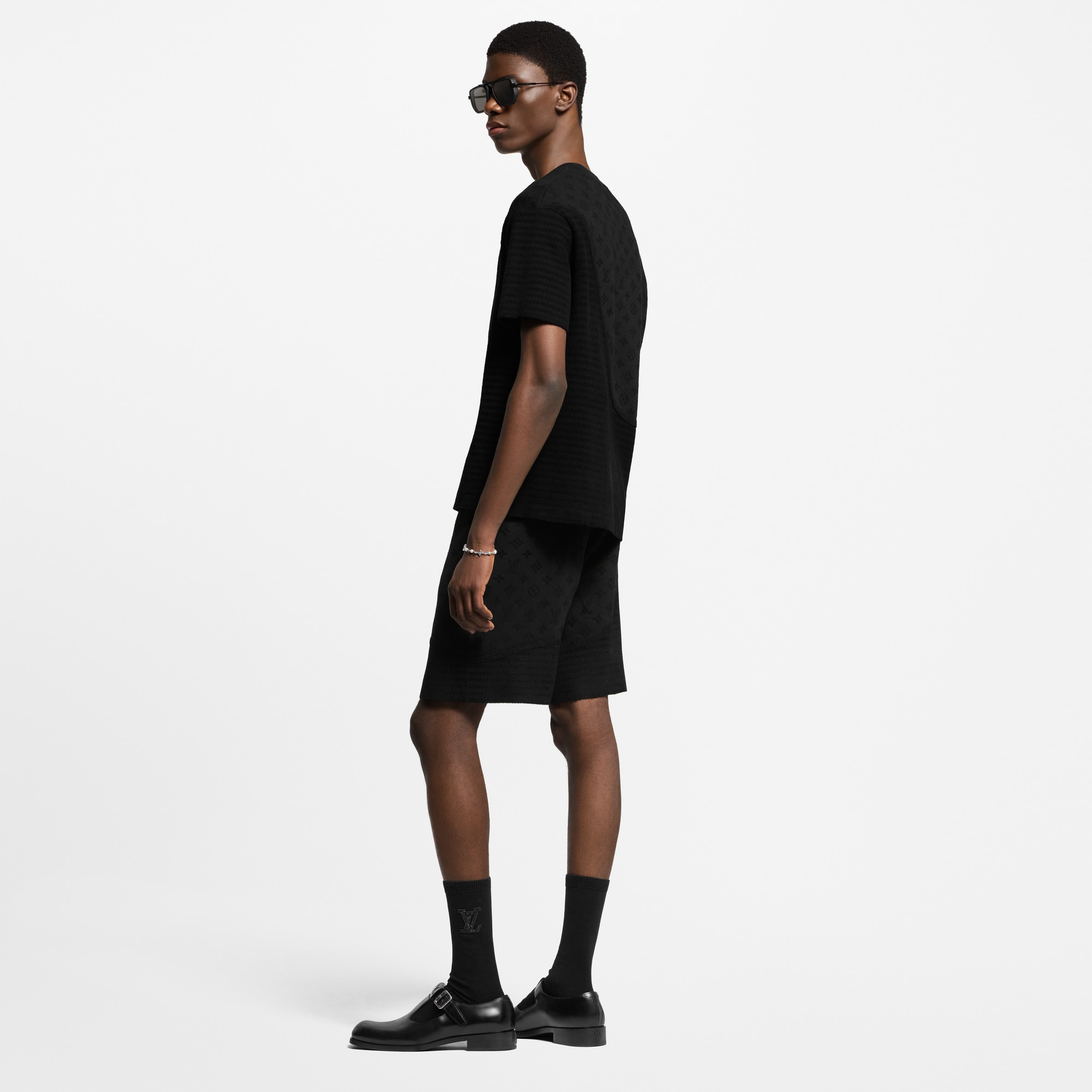 幾何風提花短袖圓領上衣  in 男士