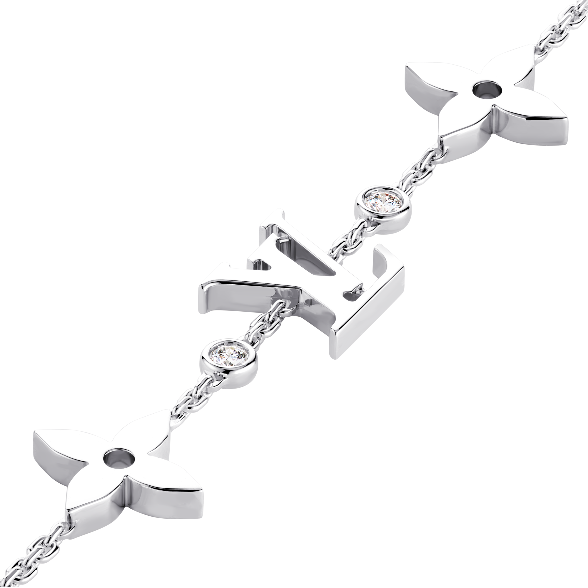 Idylle Blossom Monogram Bracelet, White Gold and Diamonds  in Jewellery