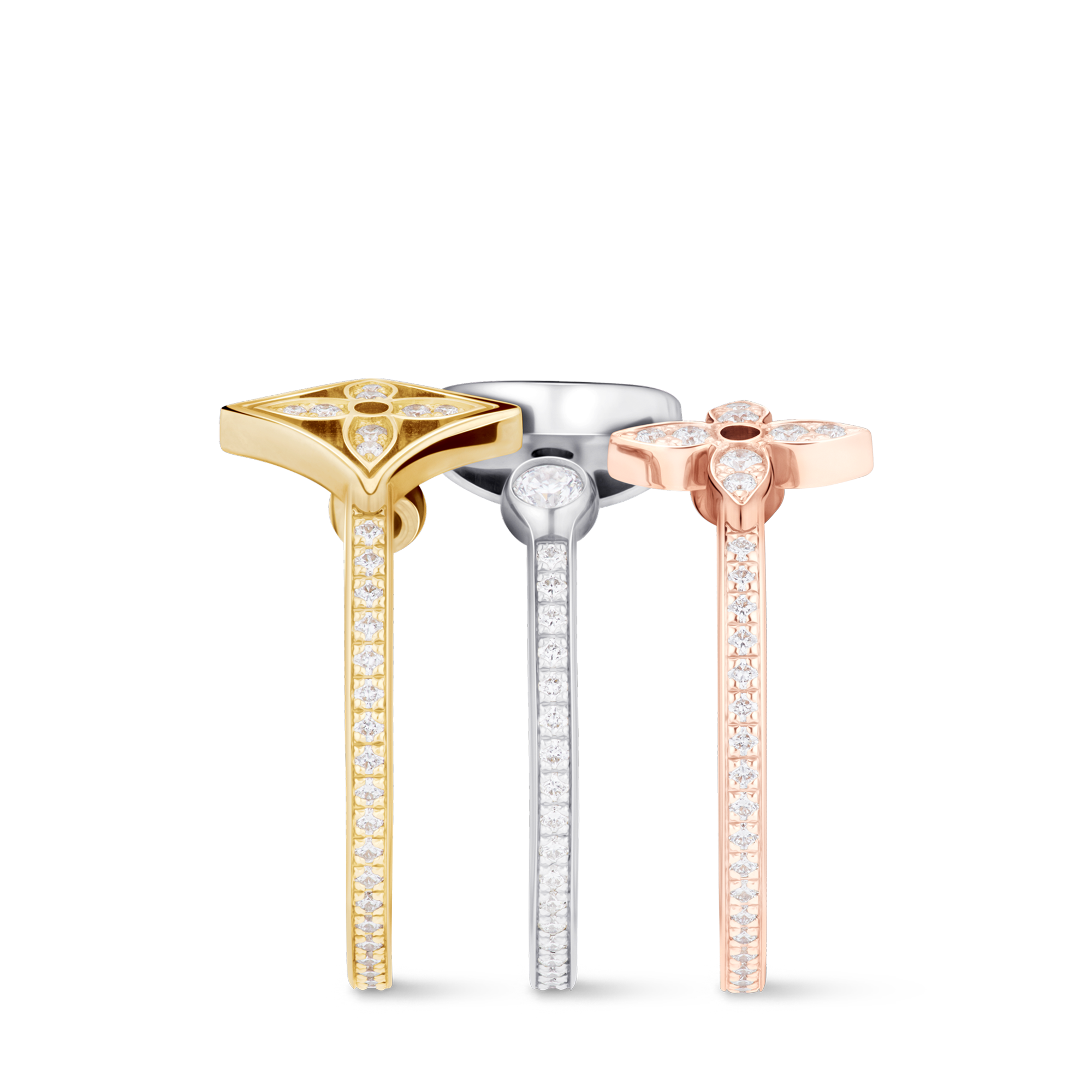 Idylle Blossom Paved Ring, 3 Golds And Diamonds  in Jewellery